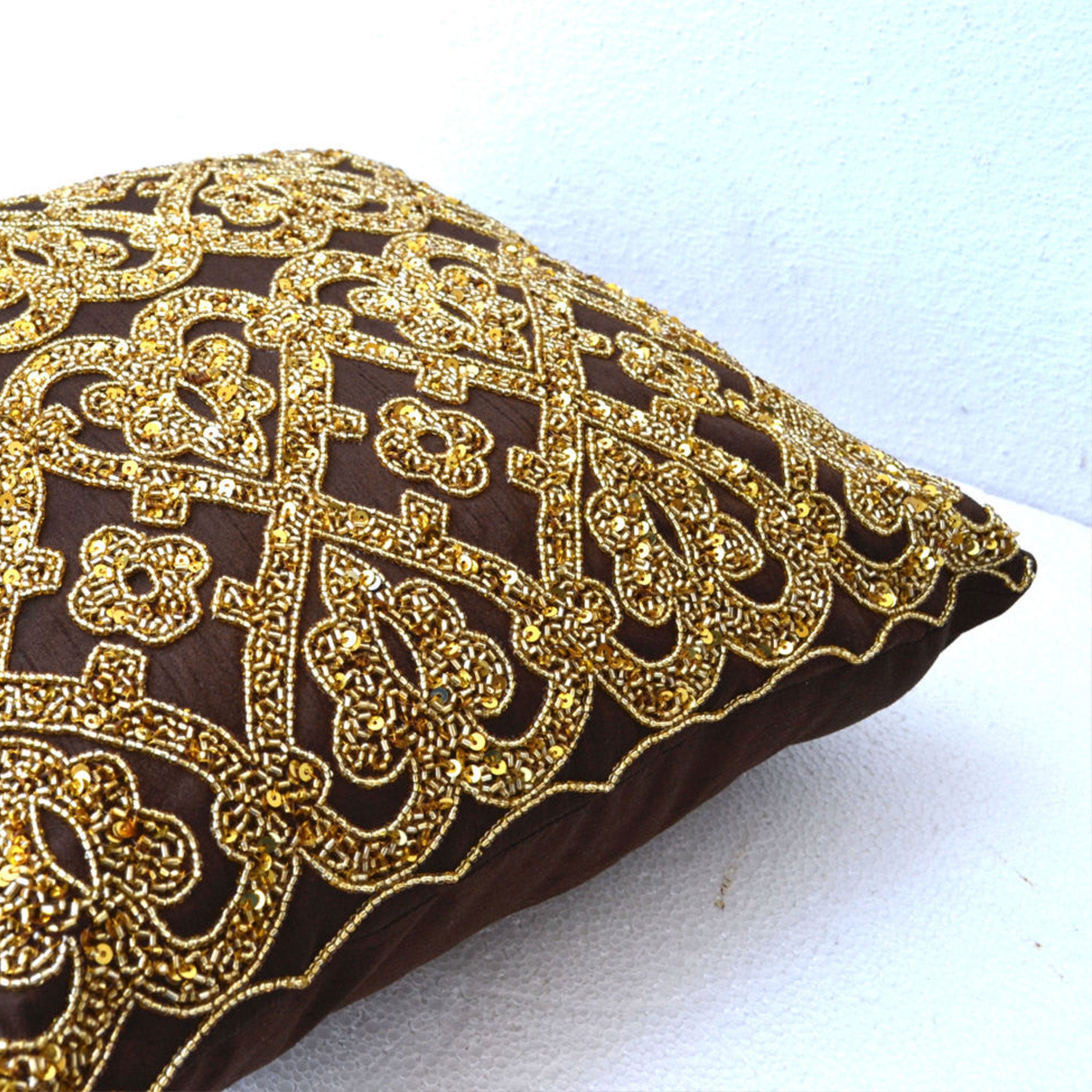 Gold Floral Lattice Pillow