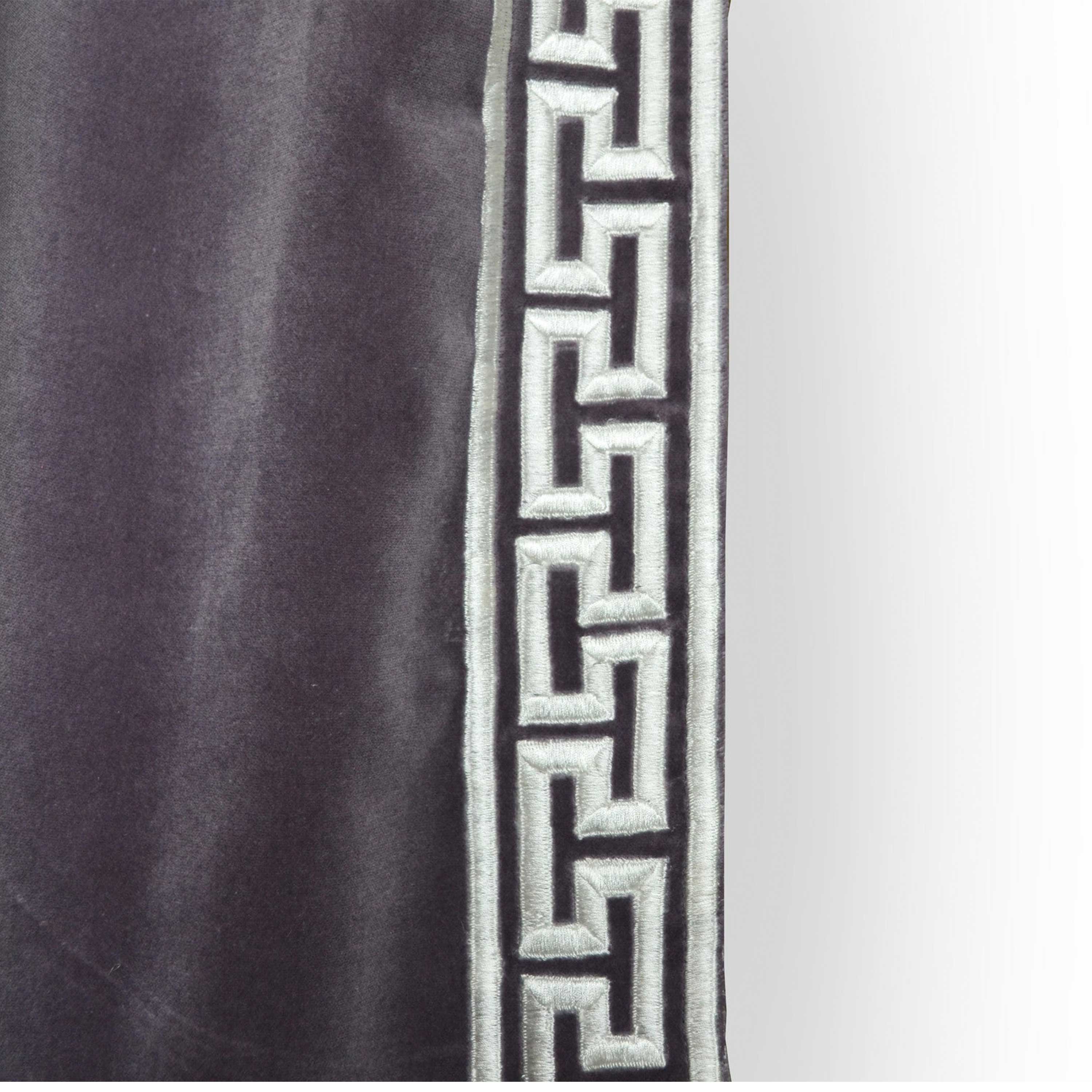 Handcrafted Cotton Velvet Curtain with Greek Key Embroidery