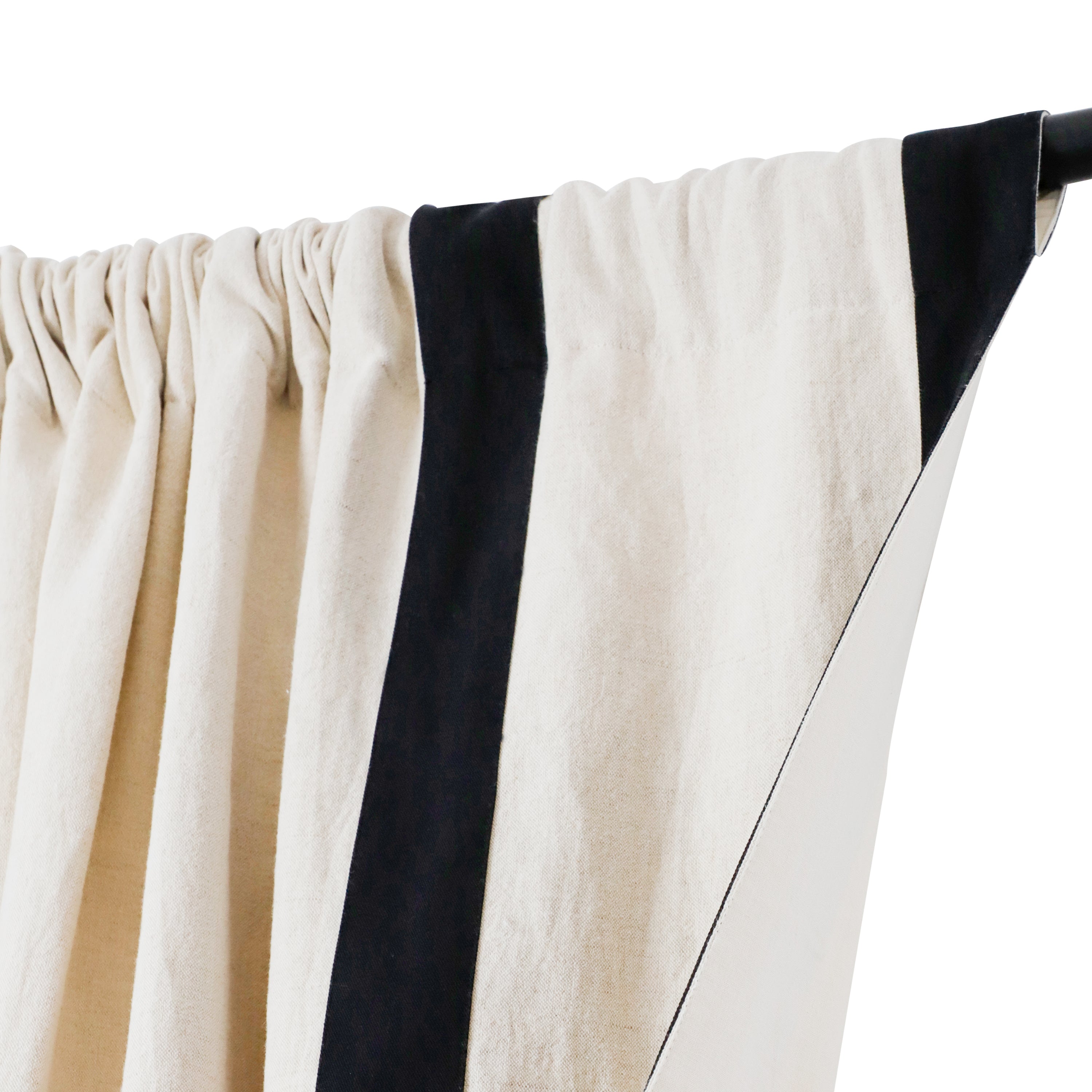 Greek Key Trim Linen Curtain