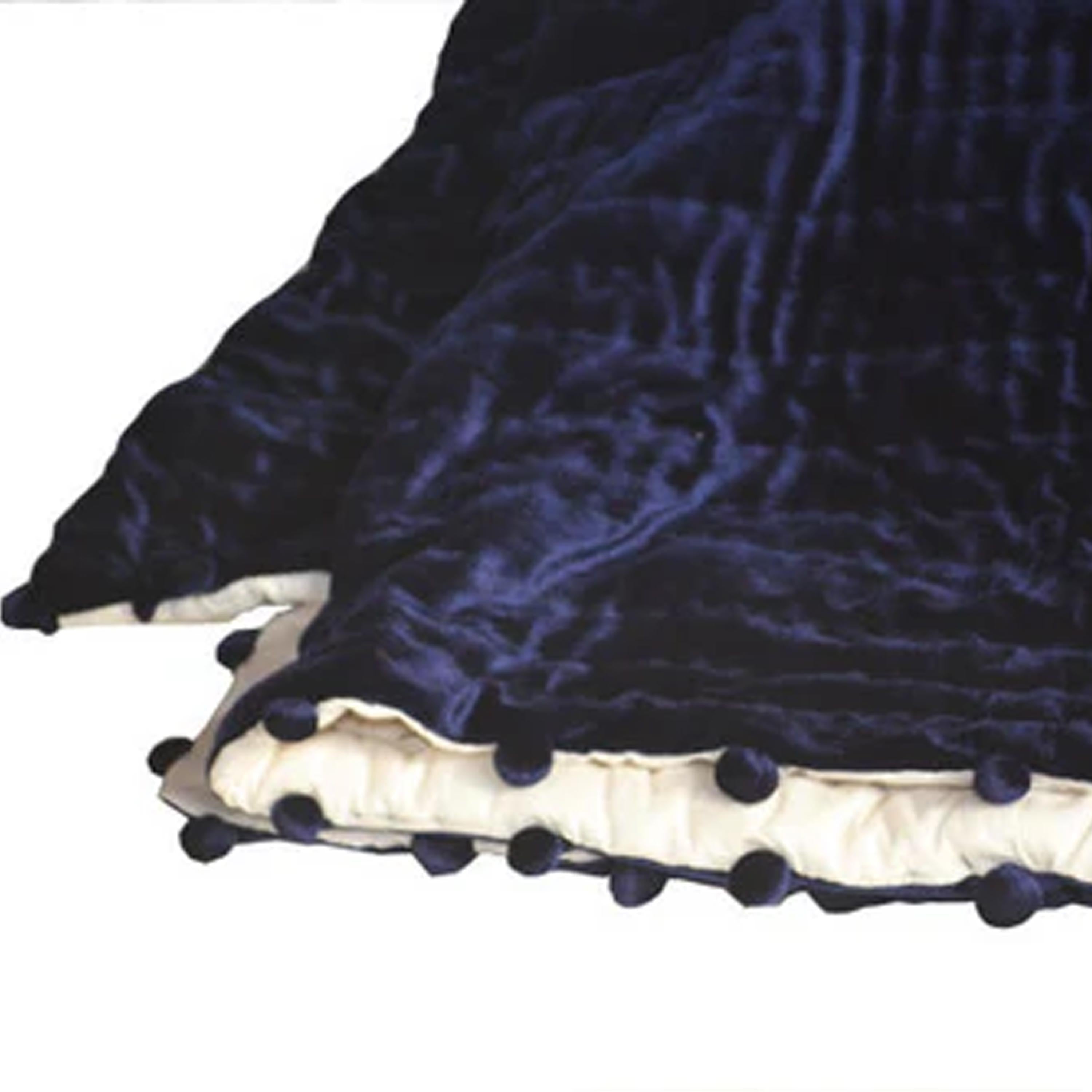 Navy Blue Velvet Quilt with Cotton Batting