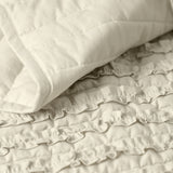 Beige Ruffle Quilt, Washable Cotton Quilt With Polyester Batting