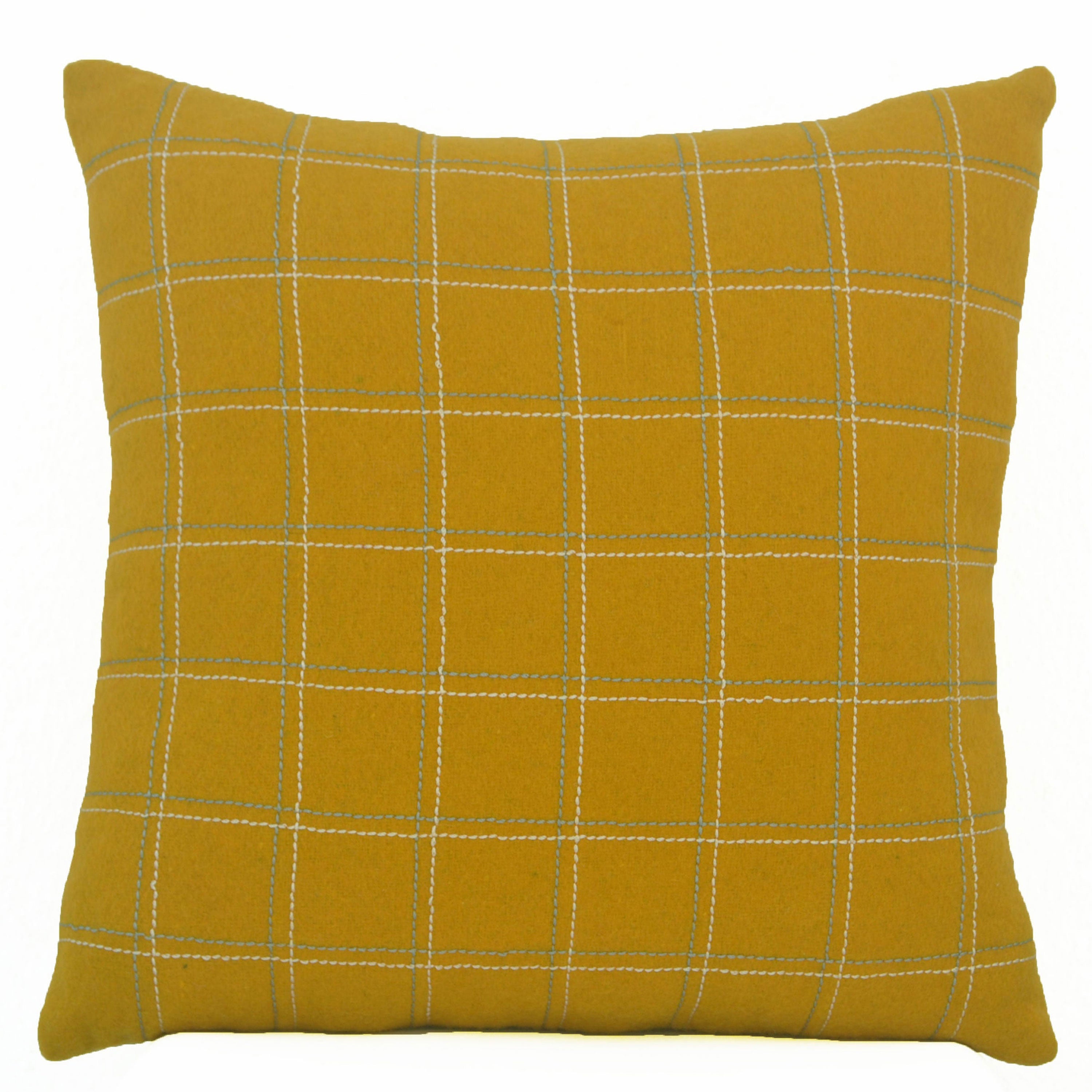 Decorative Throw Pillow Cover In Mustard Yellow Wool Felt, Geometric Pillow Case