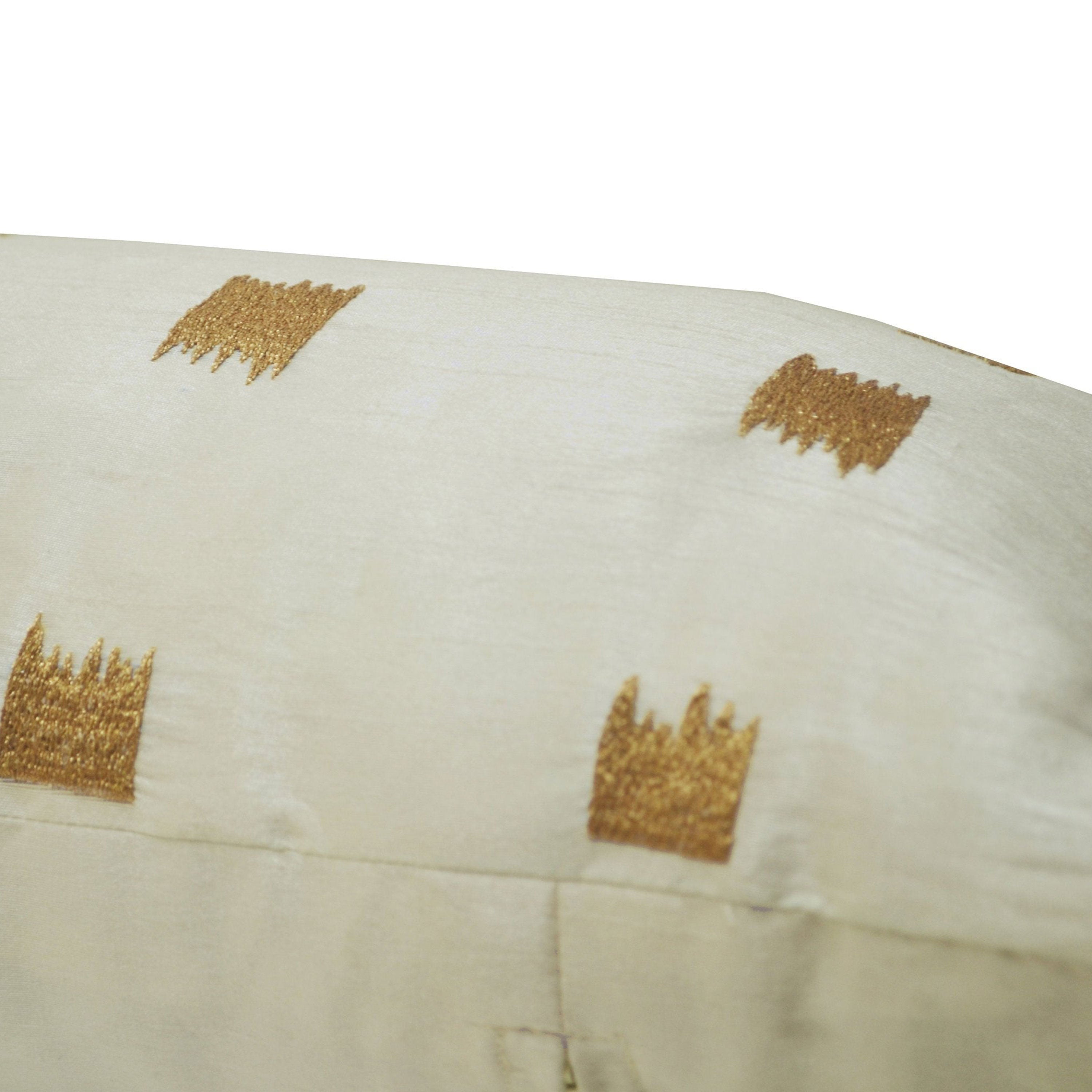 Ivory Silk Pillow Cover, Ikat Pillow, Lumbar Pillow, Embroidery Embroidered,