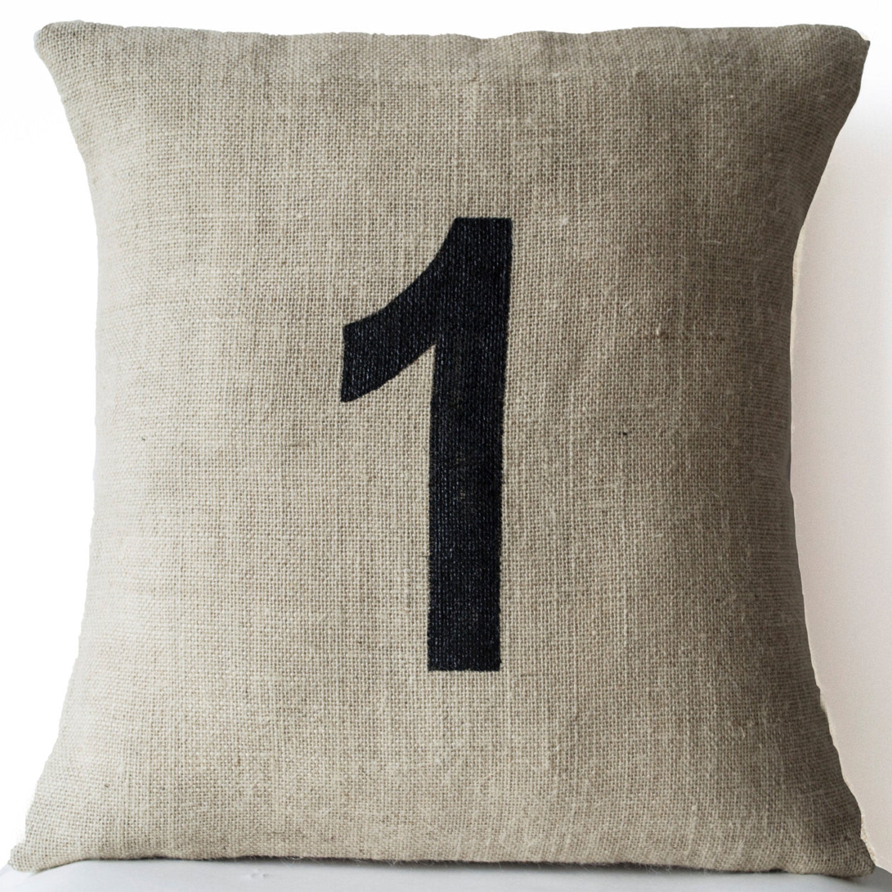 Burlap Number Pillows Customized Hand Painted Numeric Pillows Personalized Dorm Cushion