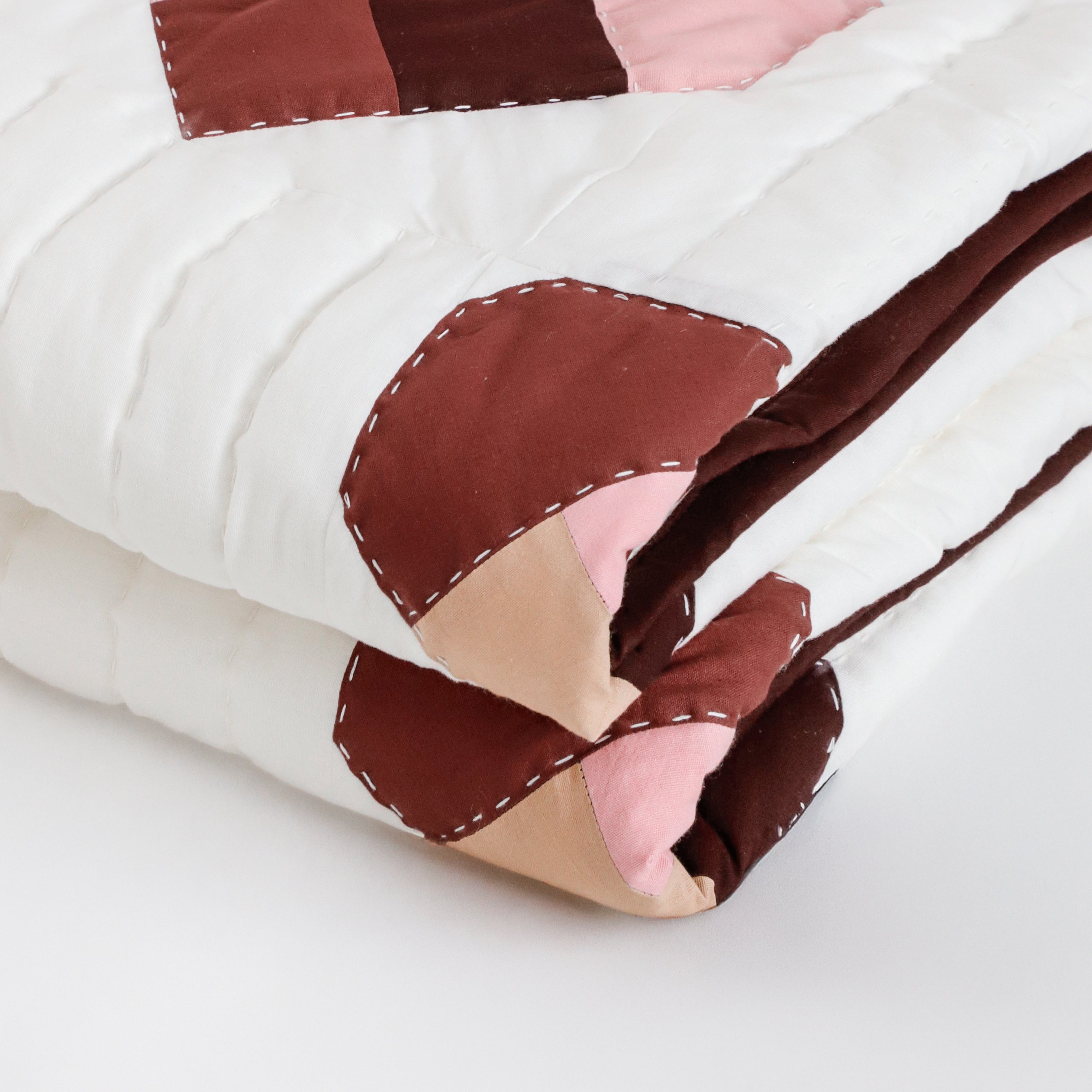 Handmade Cotton Heart Patch Quilt | Cozy Valentine’s Quilt