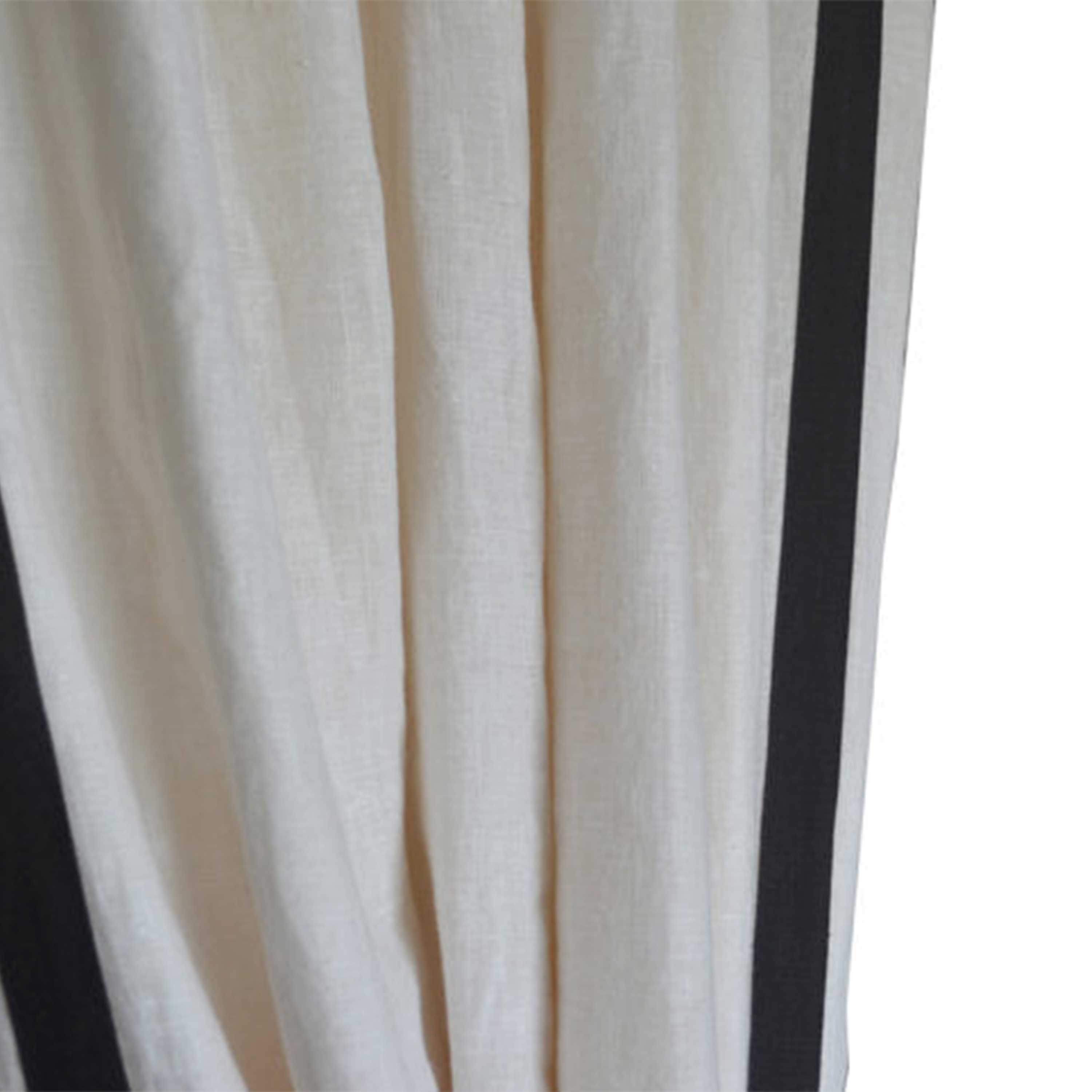 Ivory Linen Curtain With Grey Trim