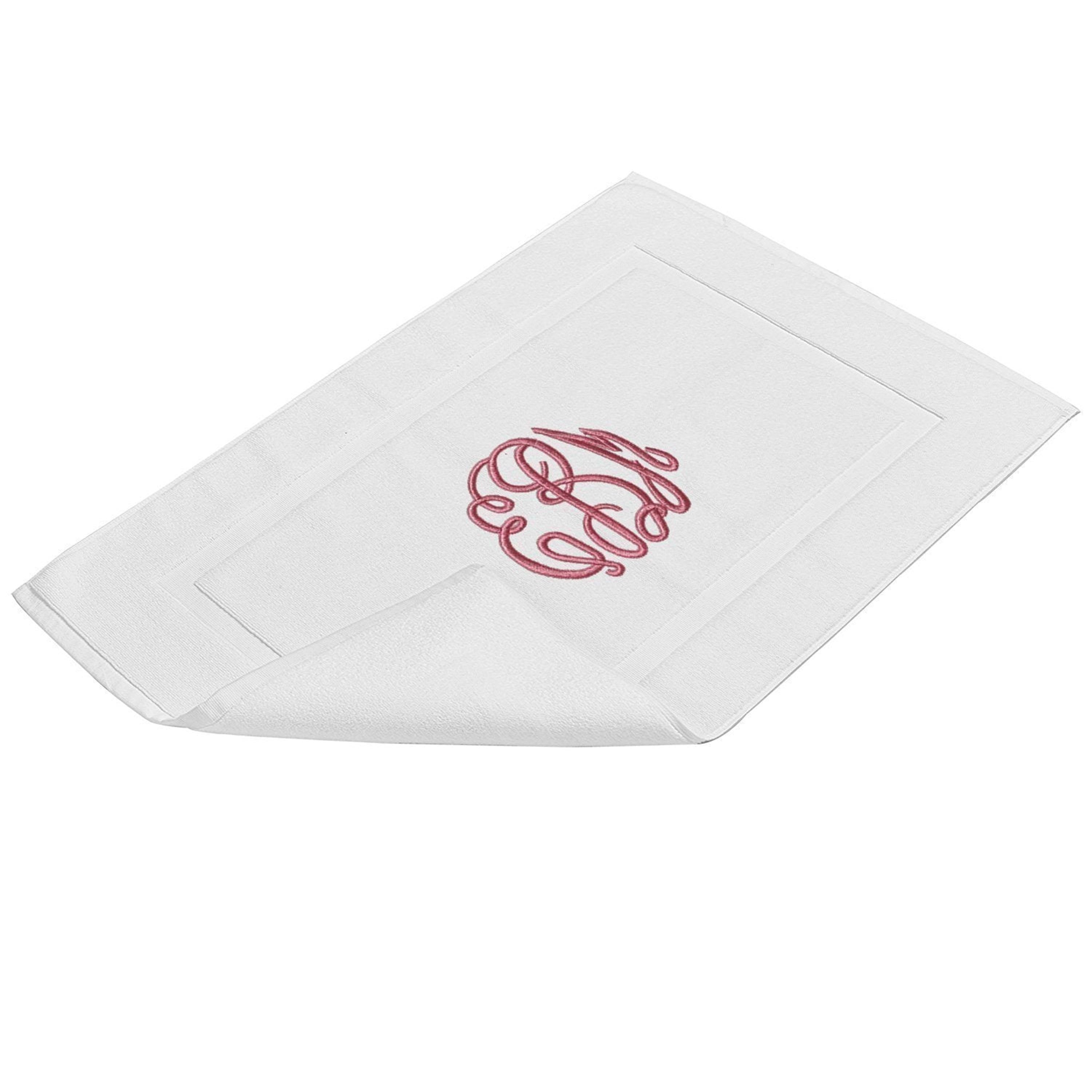 Personalized White Bath Mat, Monogram Bathmat