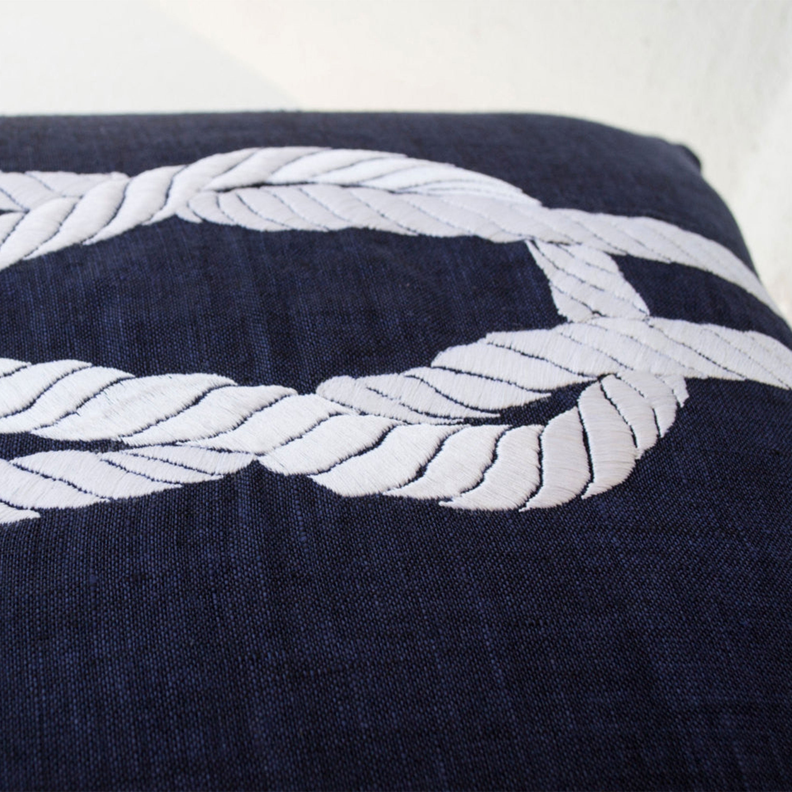 Linen Pillows- Navy Pillow Covers- Nautical Throw Pillow- Knot Pillow- Navy Blue Pillows- Beach pillows- 16x16- Gift Pillows- Chair Pillows