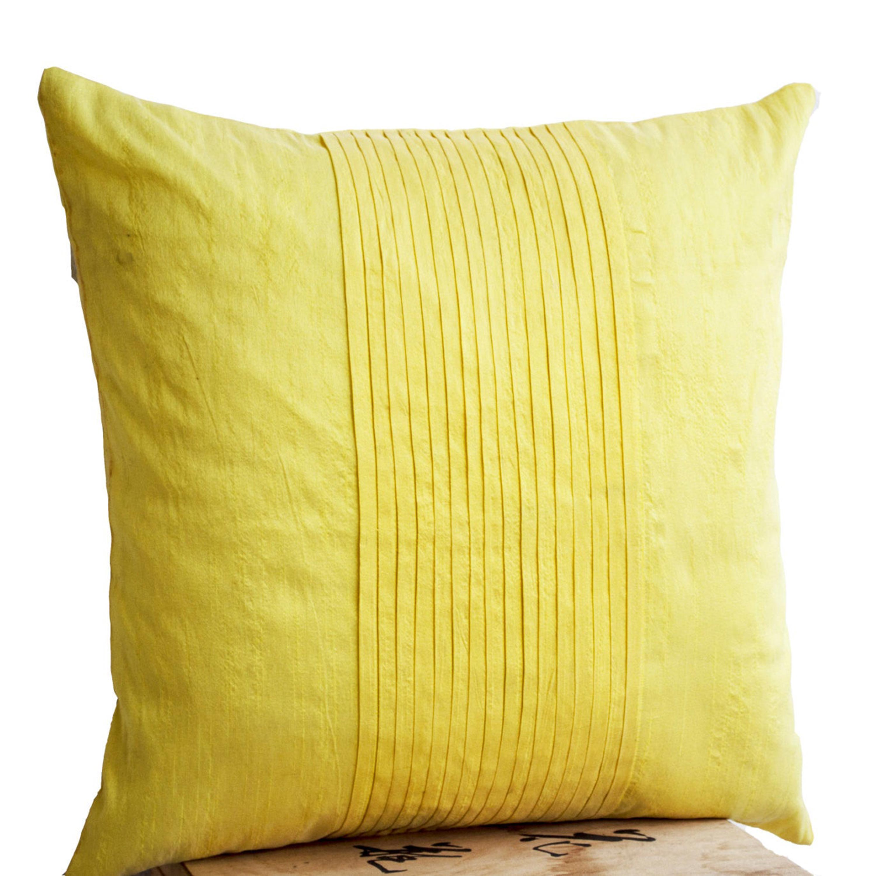 Yellow Pleated Throw Pillow Cover