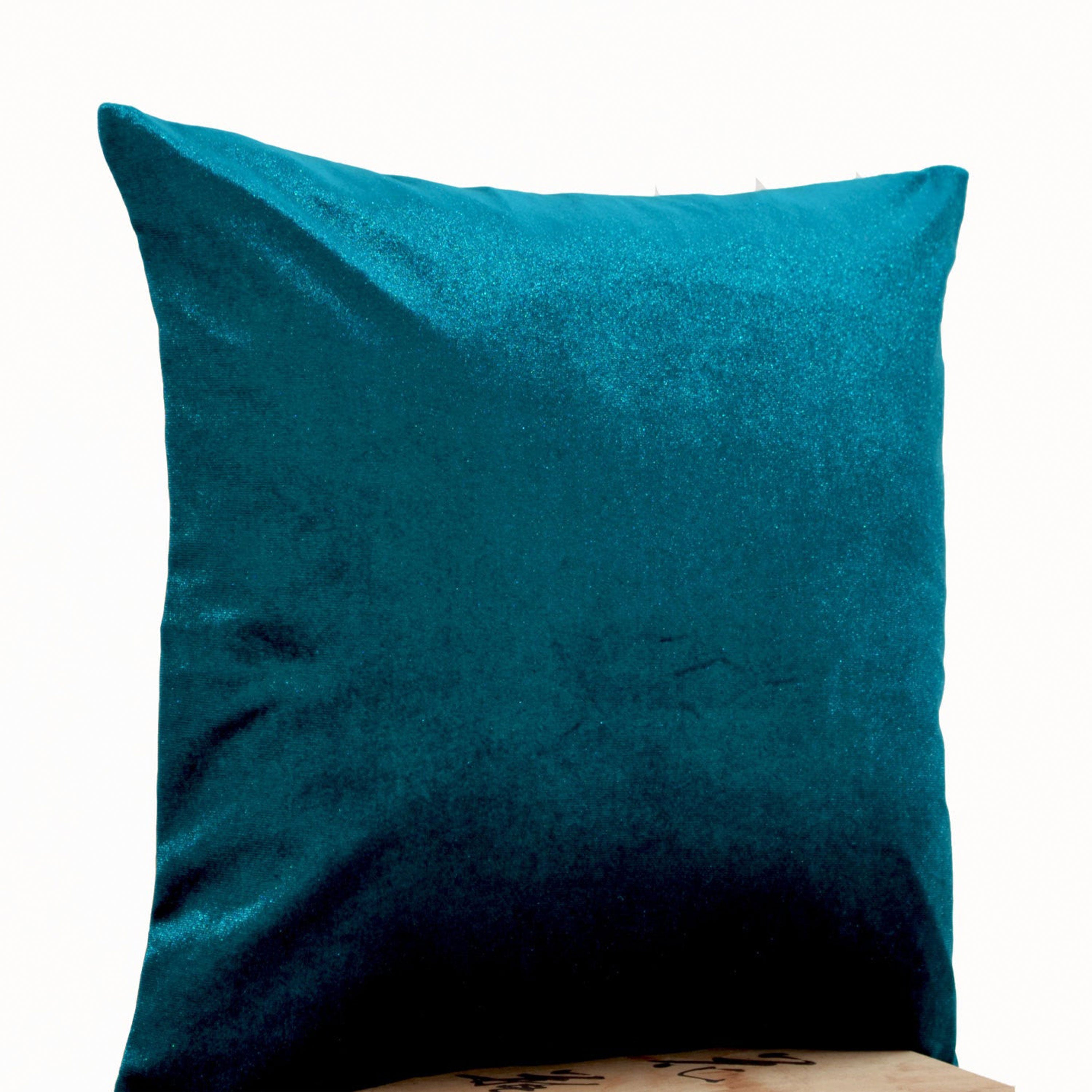 Lush teal velvet oatmeal linen pillow- Teal pillows- cushion covers - 16x16- Gift- Velvet decorative pillow- Teal throw pillow- Teal Bedding