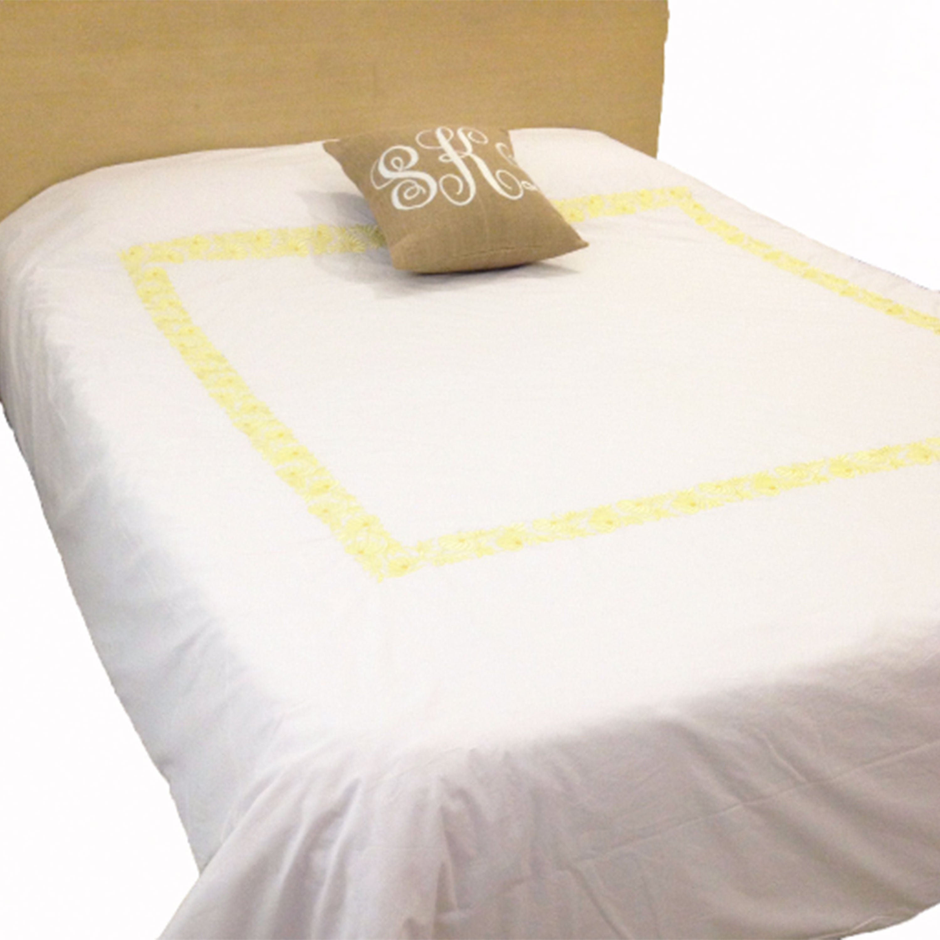 Embroidered Duvet Cover in White Cotton Queen Bedding Wedding Anniversary Housewarming Gifts