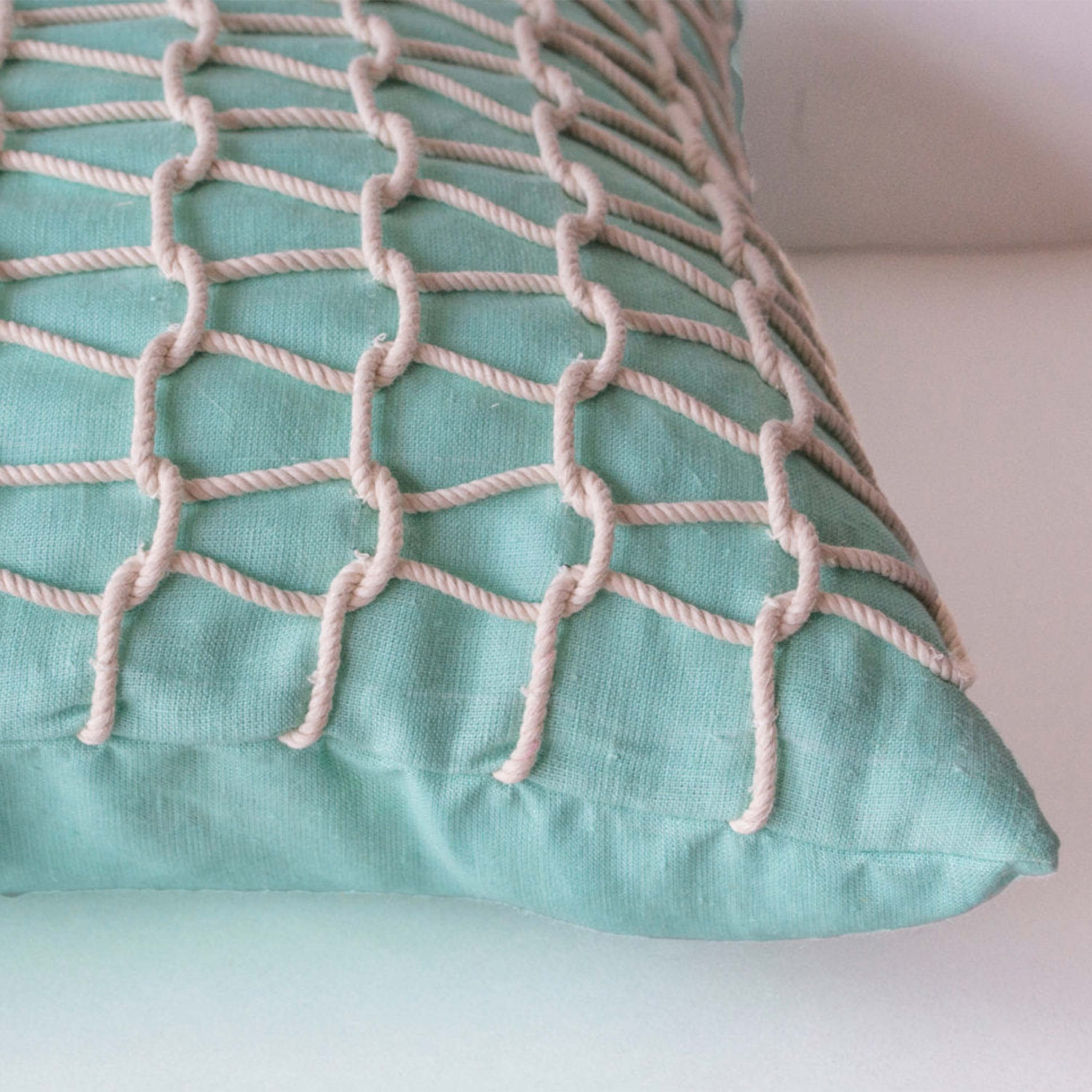 Teal Nautical Pillow Cover in Silk