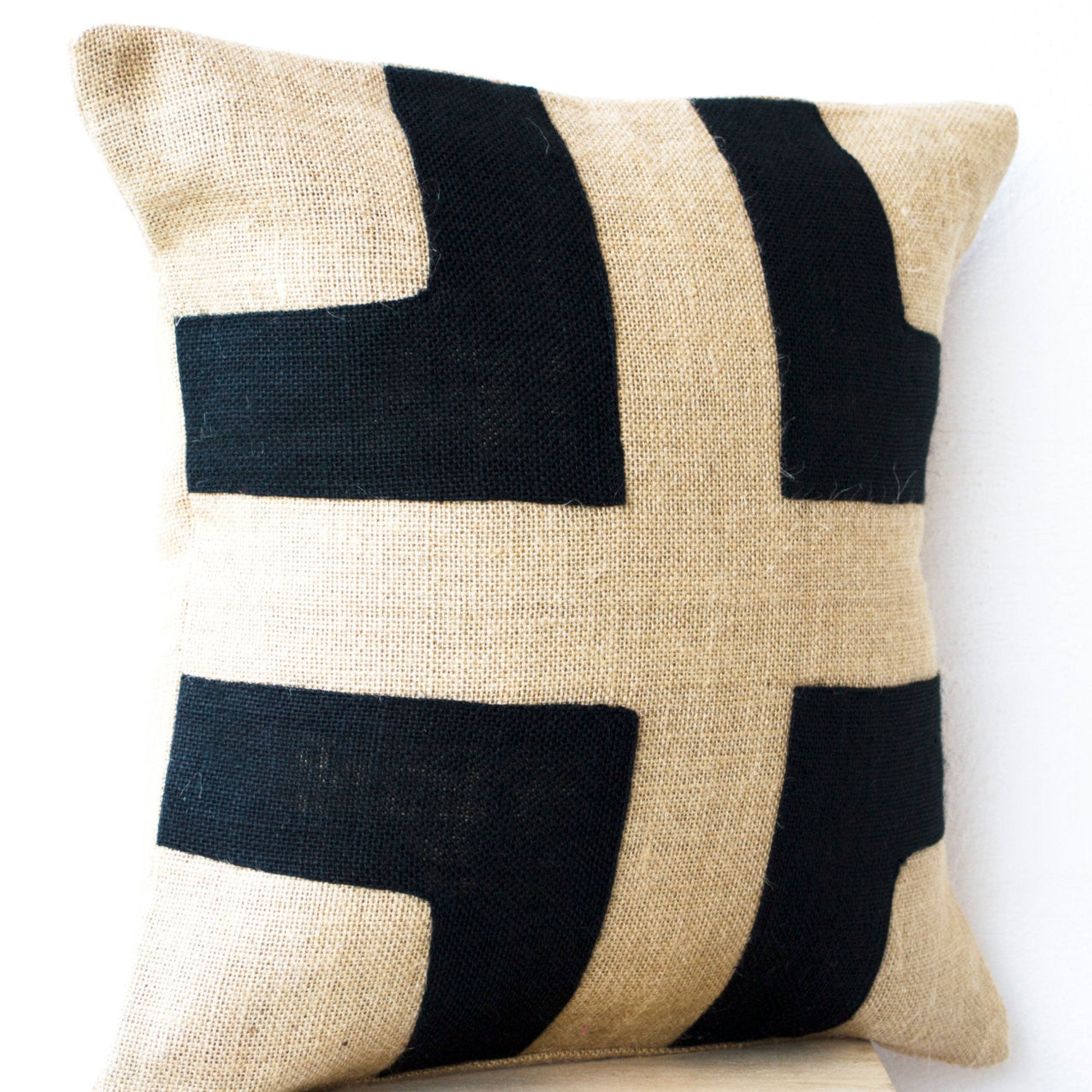 Bold Geometry Burlap Pillow Cover