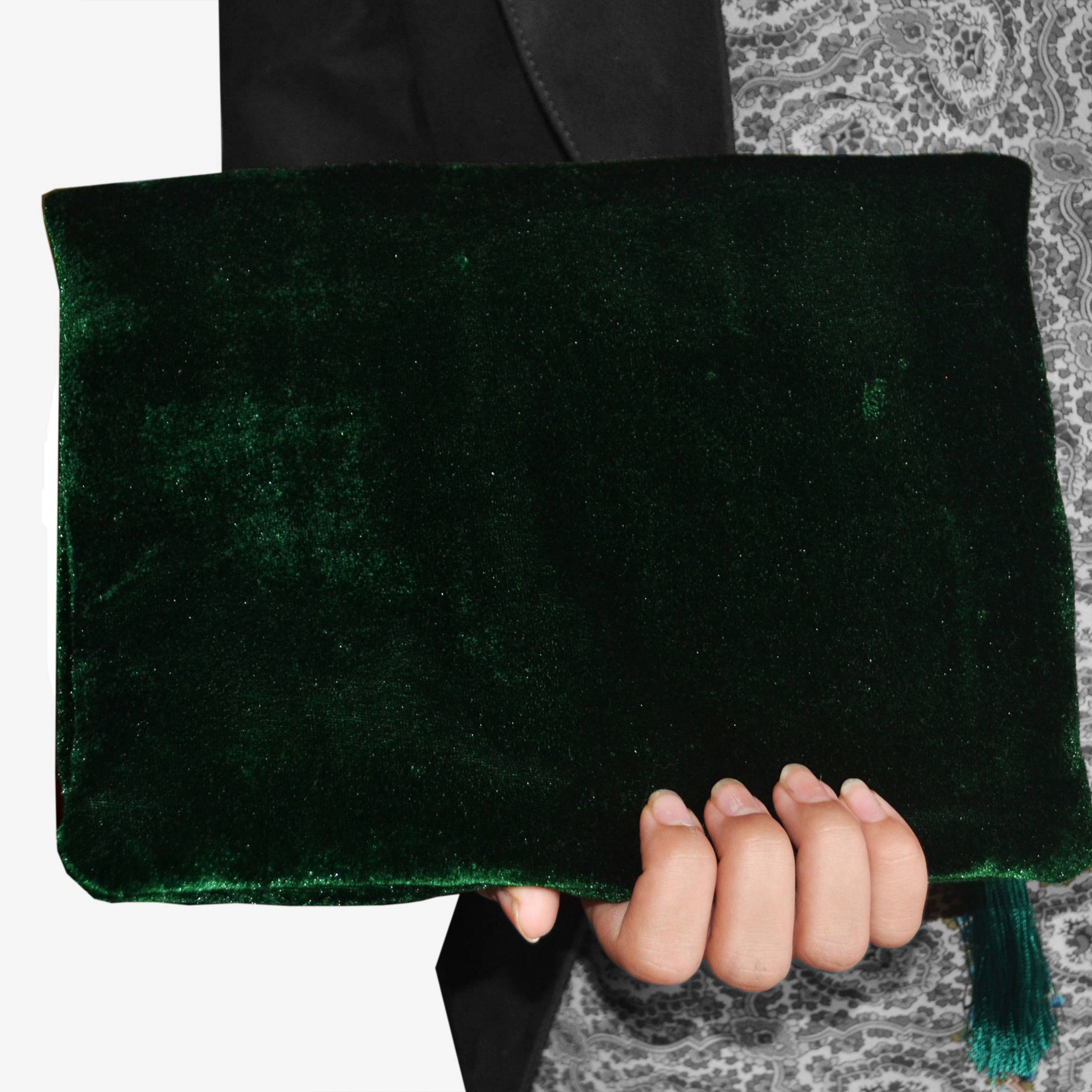 Velvet Clutch, Emerald Green Foldover Bag