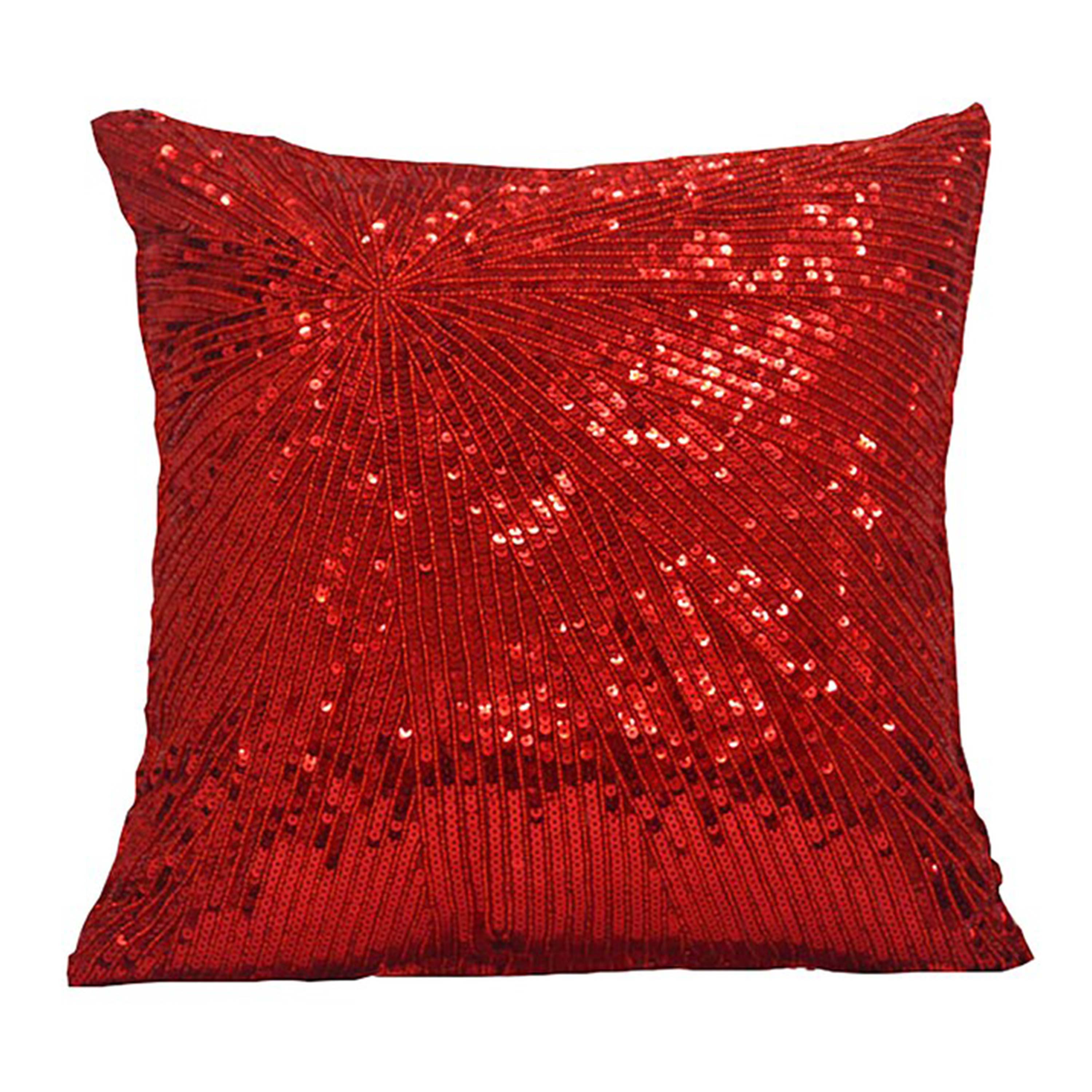 Red Sequin Starburst Pillow Cover