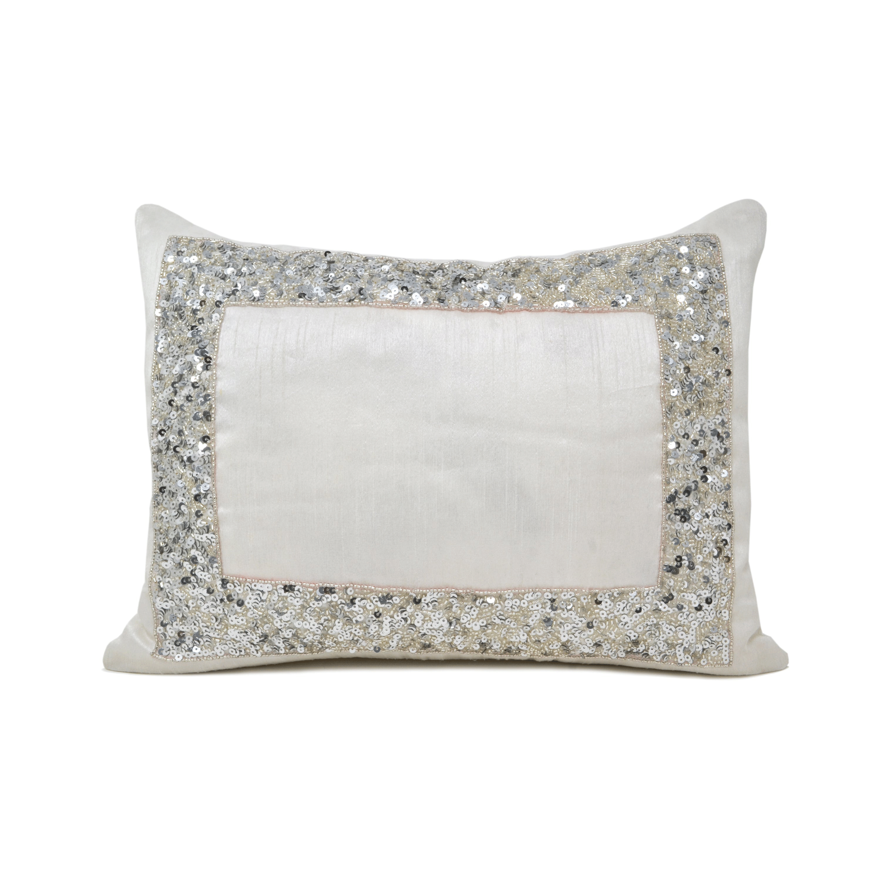 Navy Blue Sequin Frame Pillow Cover