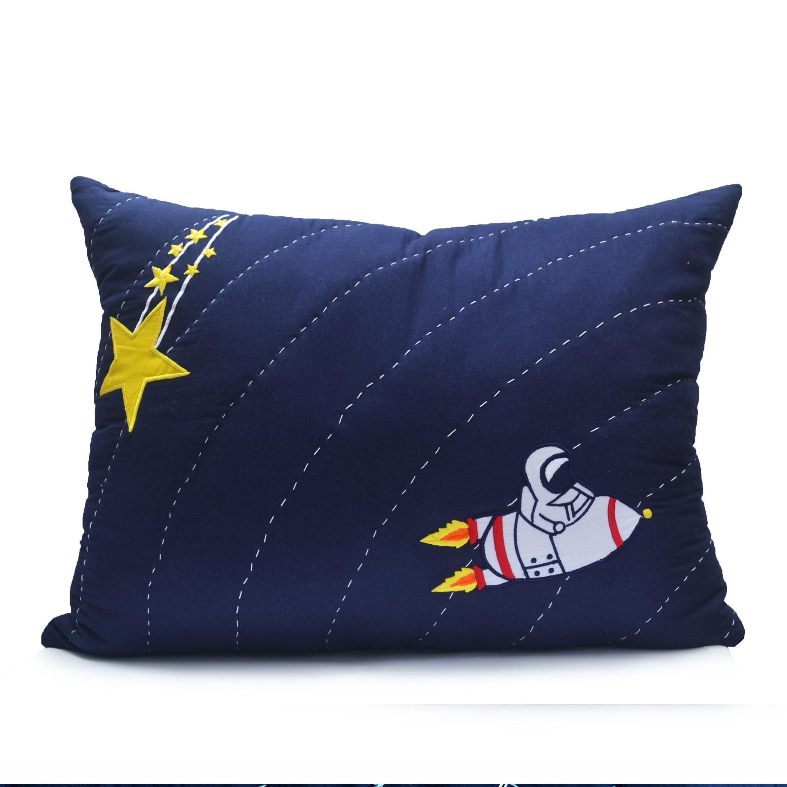 Space Throw Pillow Cover - Astronaut Design, Outer Space Theme for Kids' Room Décor