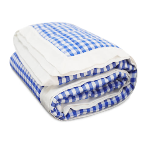 Blue Gingham Cotton Quilt and Shams