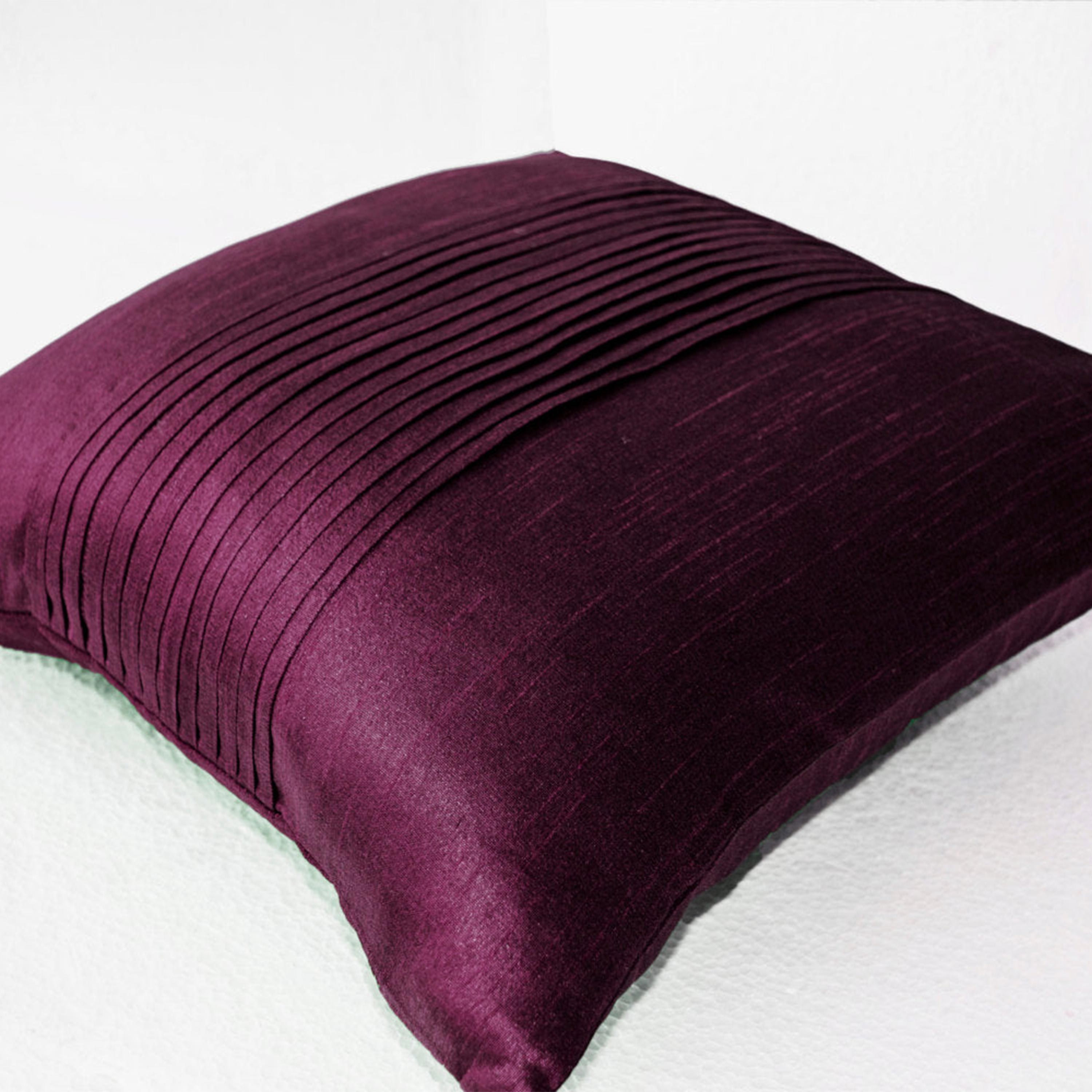 Purple Throw Pillow Cover, Faux Silk Pleat Decorative Pillow, Pleated Accent Pillow