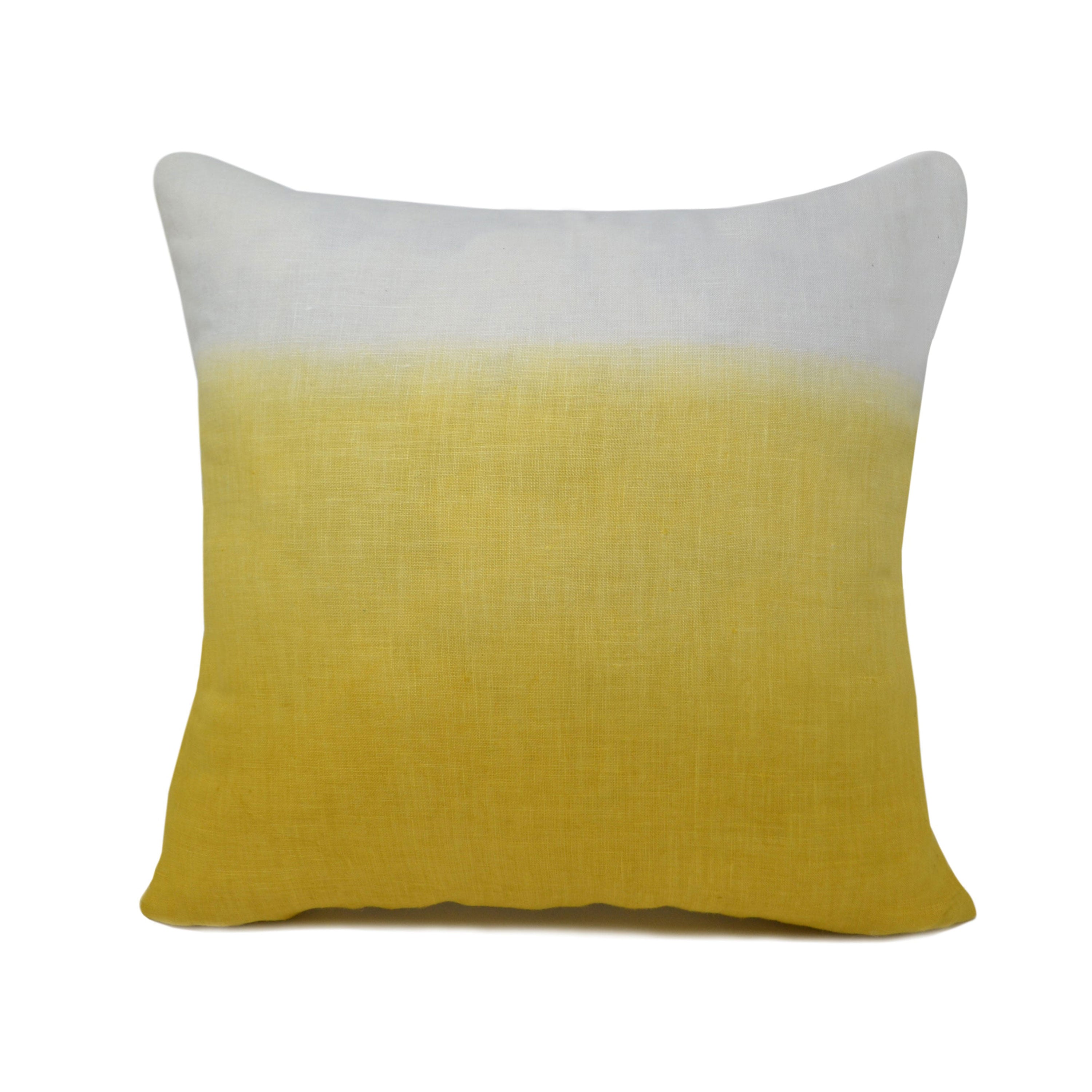 Yellow Ombre Linen Pillow Cover