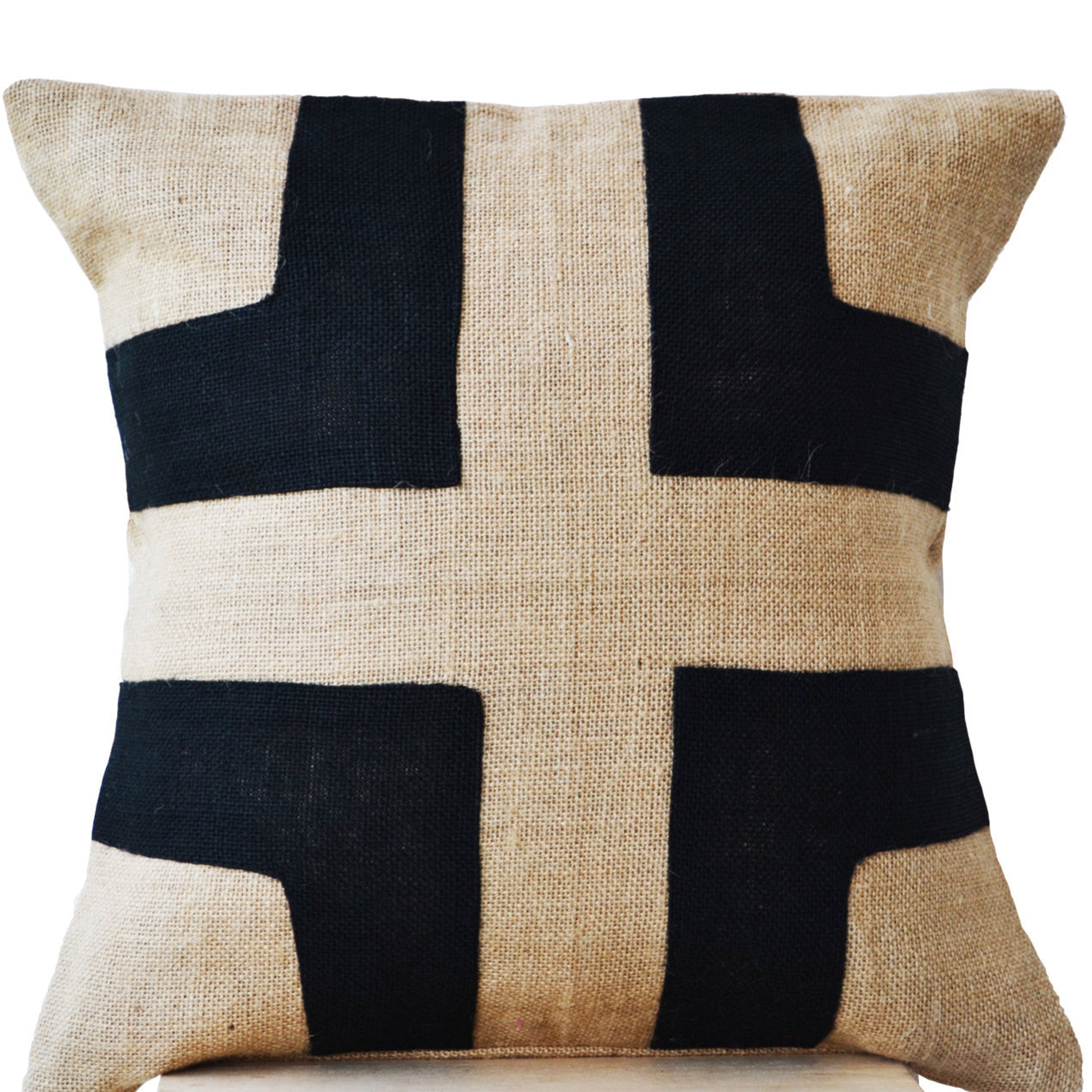 Bold Geometry Burlap Pillow Cover