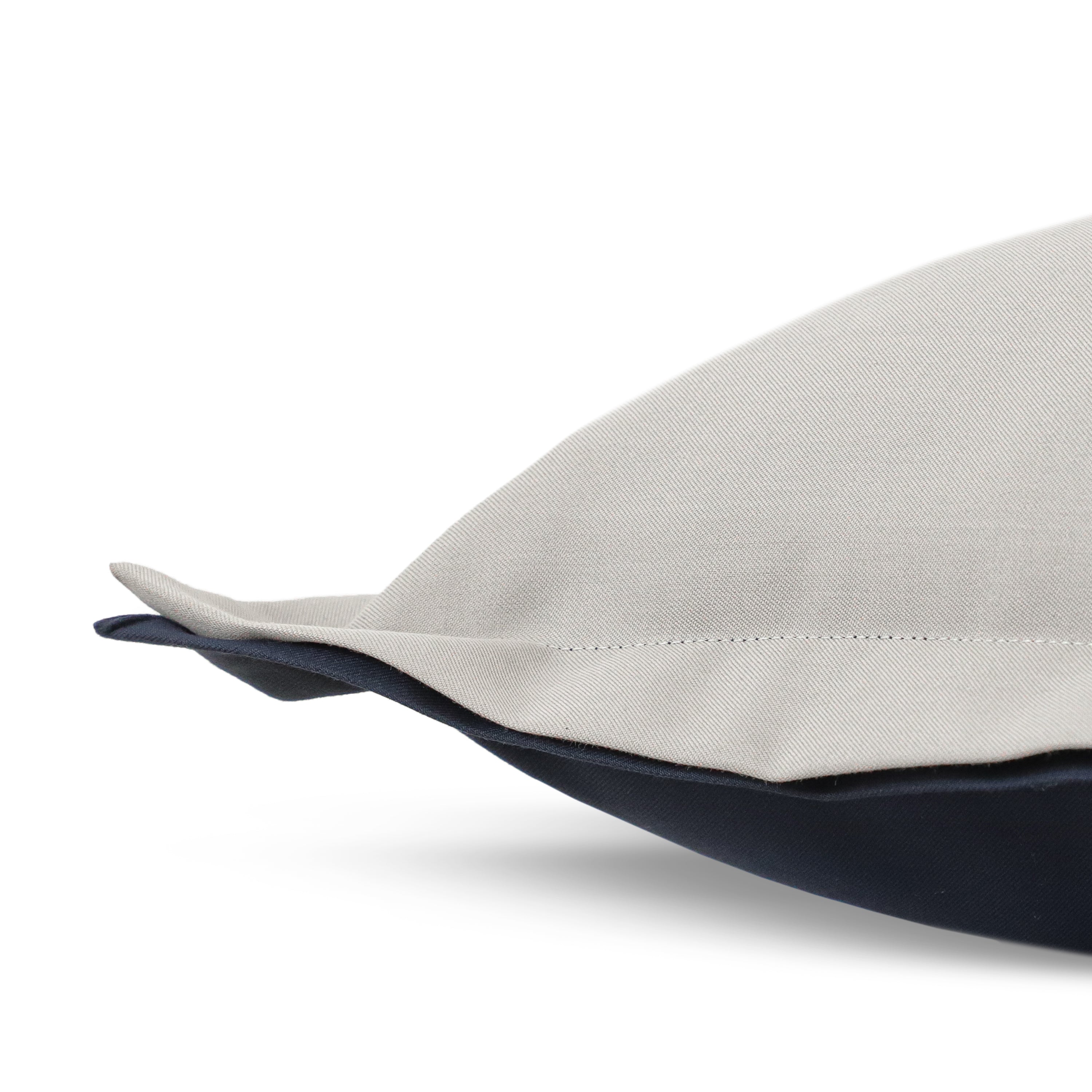 Navy Grey Double Flange Pillow Cover