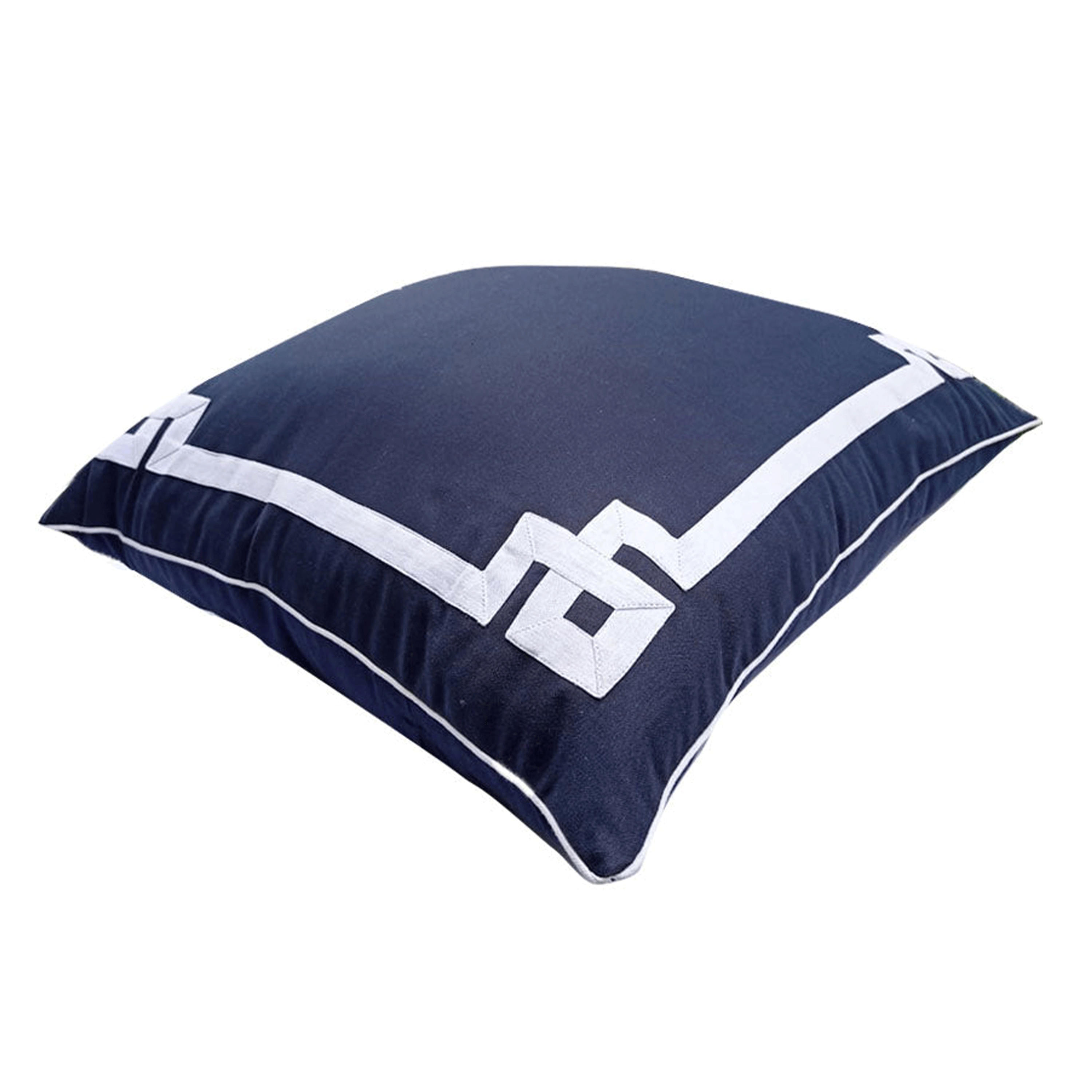 Navy Blue White Greek Key Pillow Cover