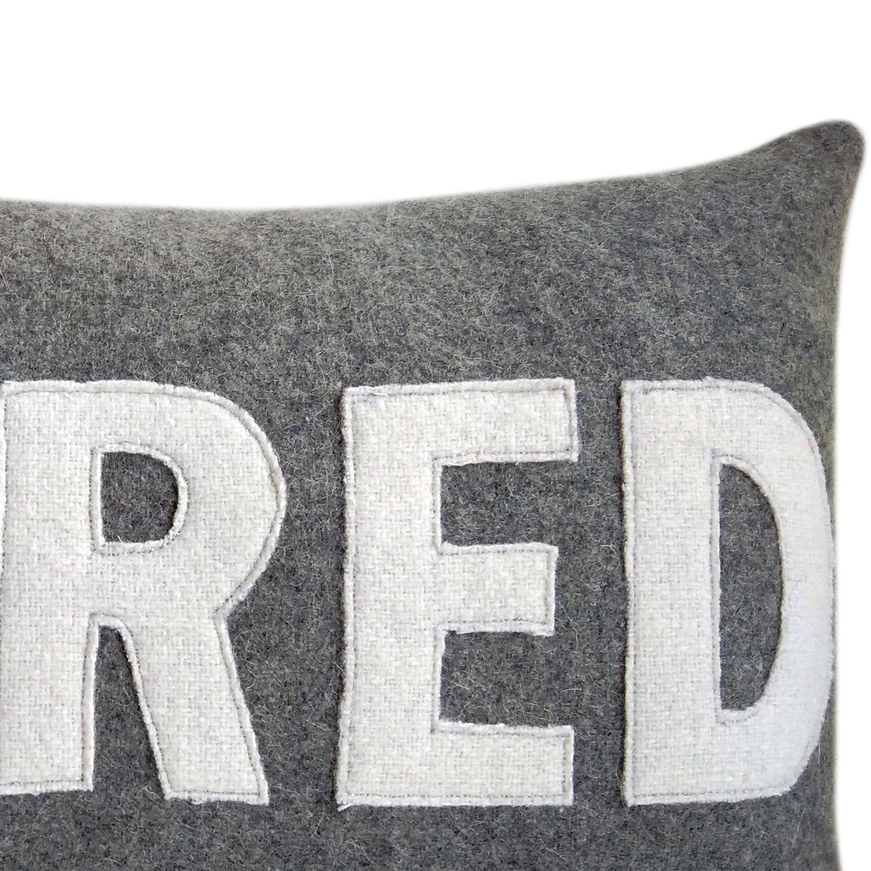 Kids Name Lumbar Pillow Cover, Gray Felt Pillow Case