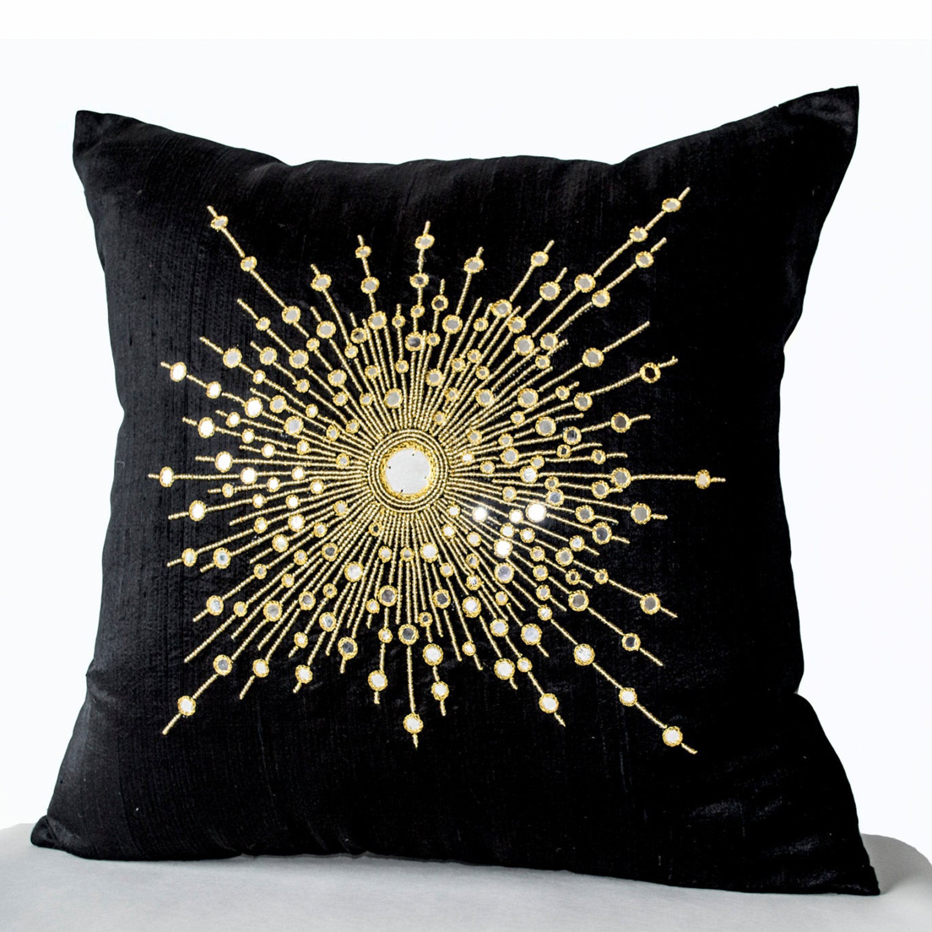 Pure Silk Gold Starburst Pillows -Sheesha Pillows