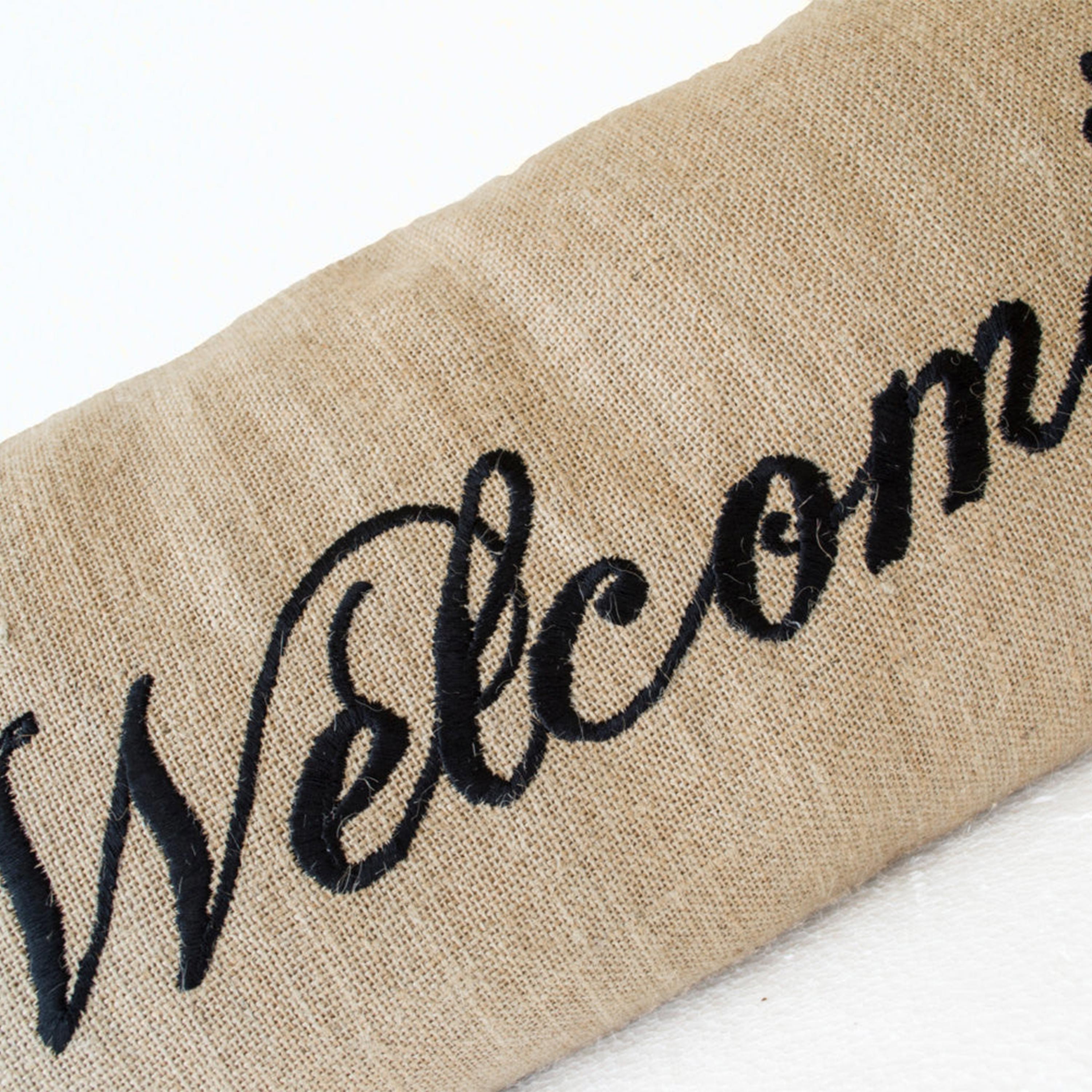 Welcome  Burlap Lumbar Throw Pillow