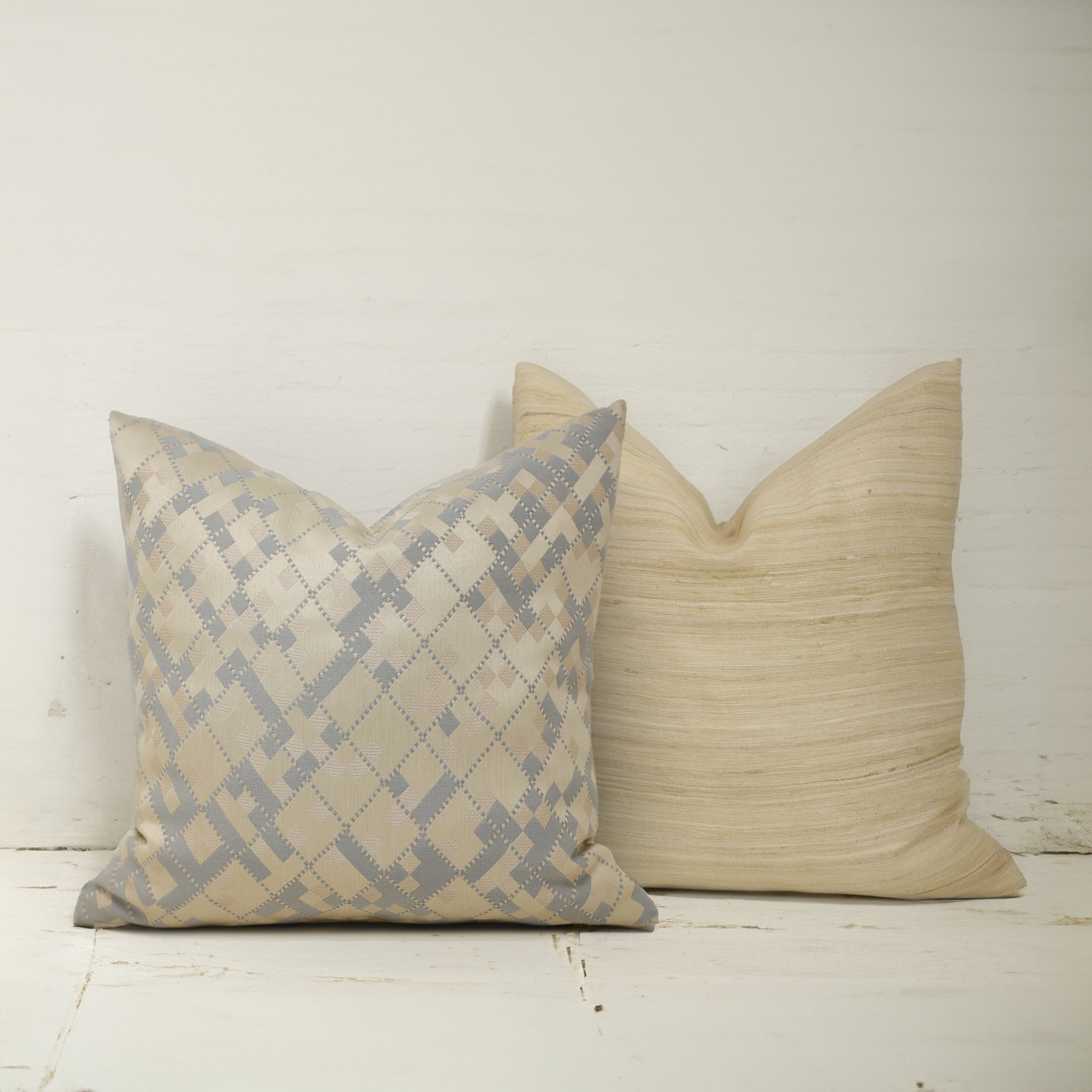 Woven Stories Collection - Beige Geometric Throw Pillow