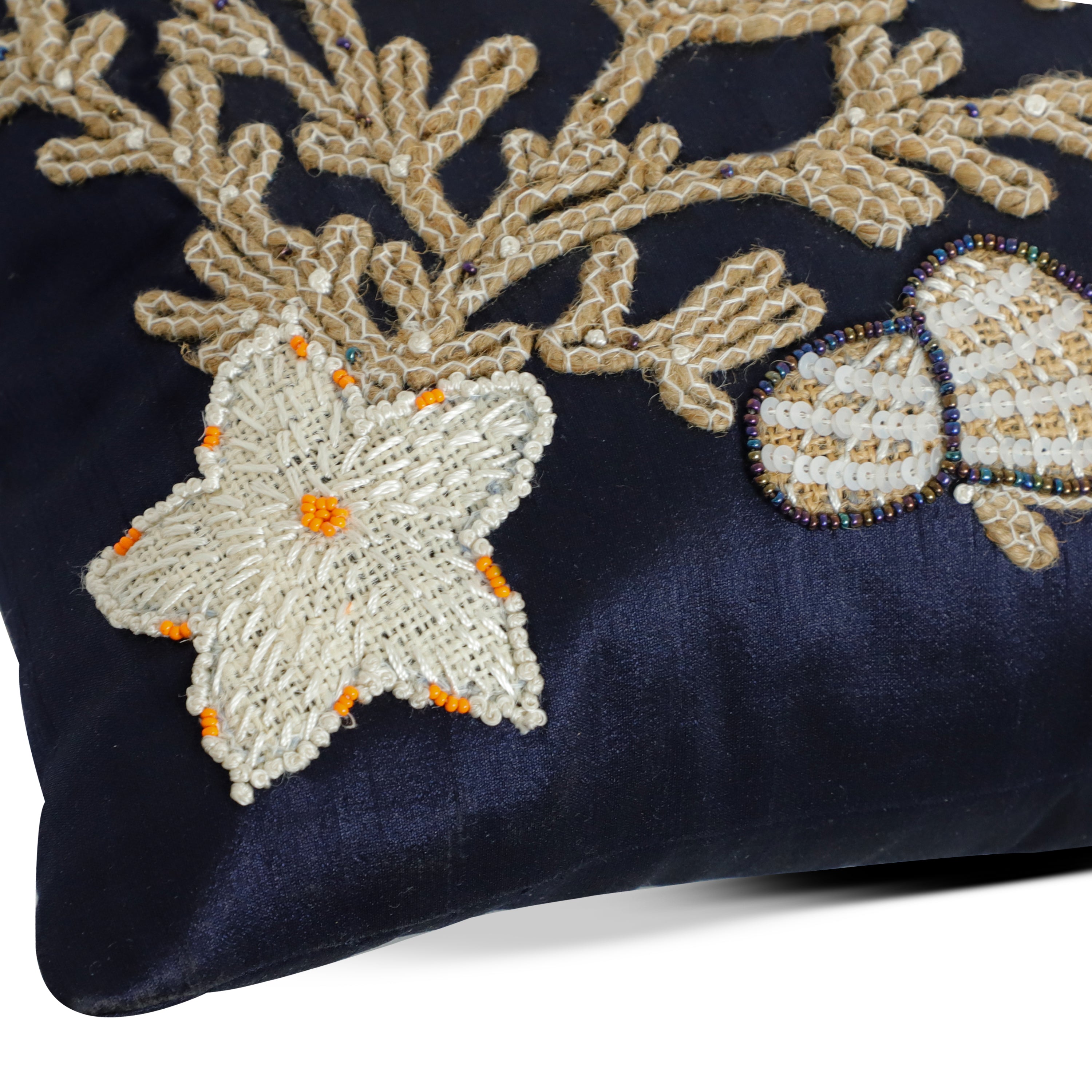 Coral Pillow Cover, Silk Nautical Oceanic Sea Pillow Case