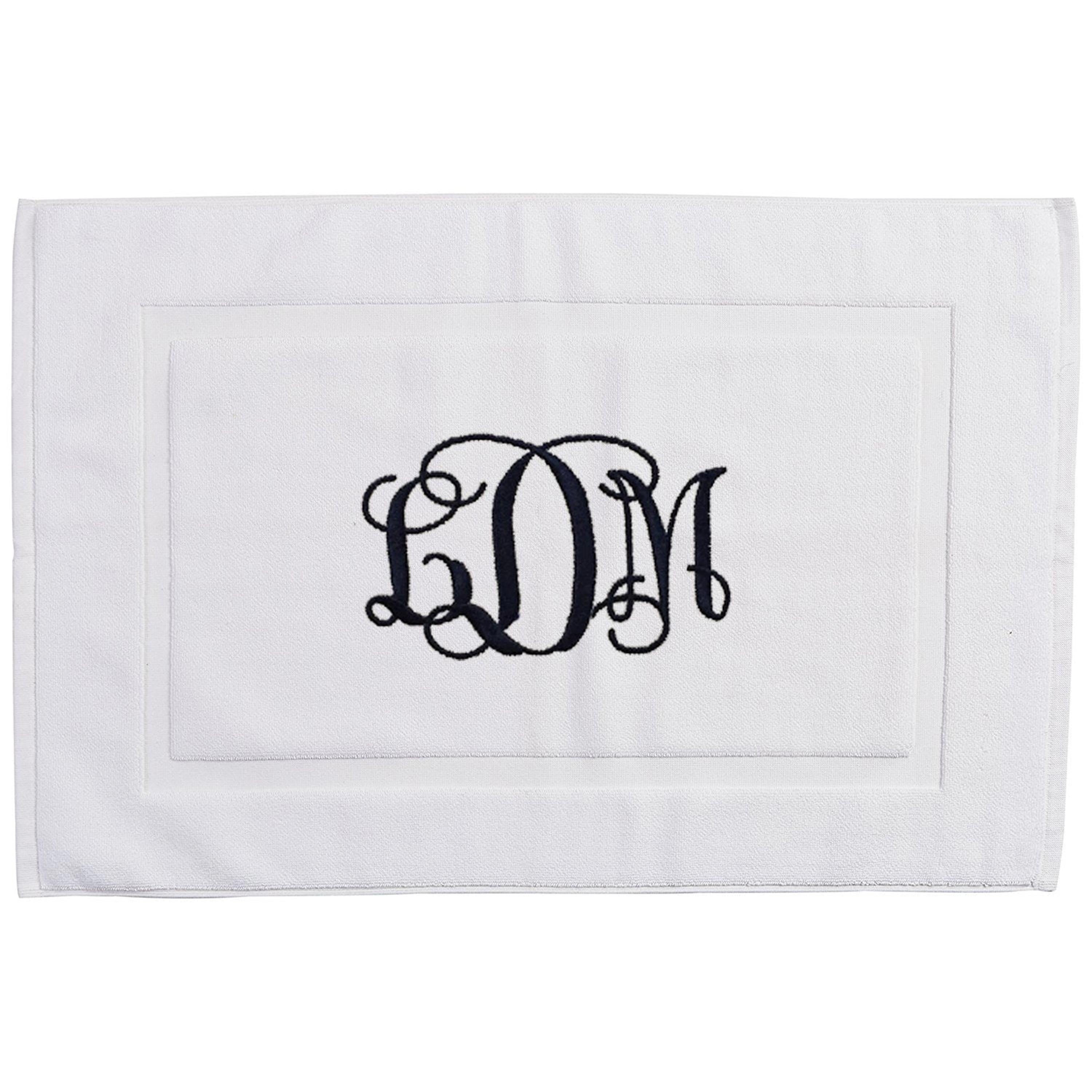 Personalized White Bath Mat, Monogram Bathmat