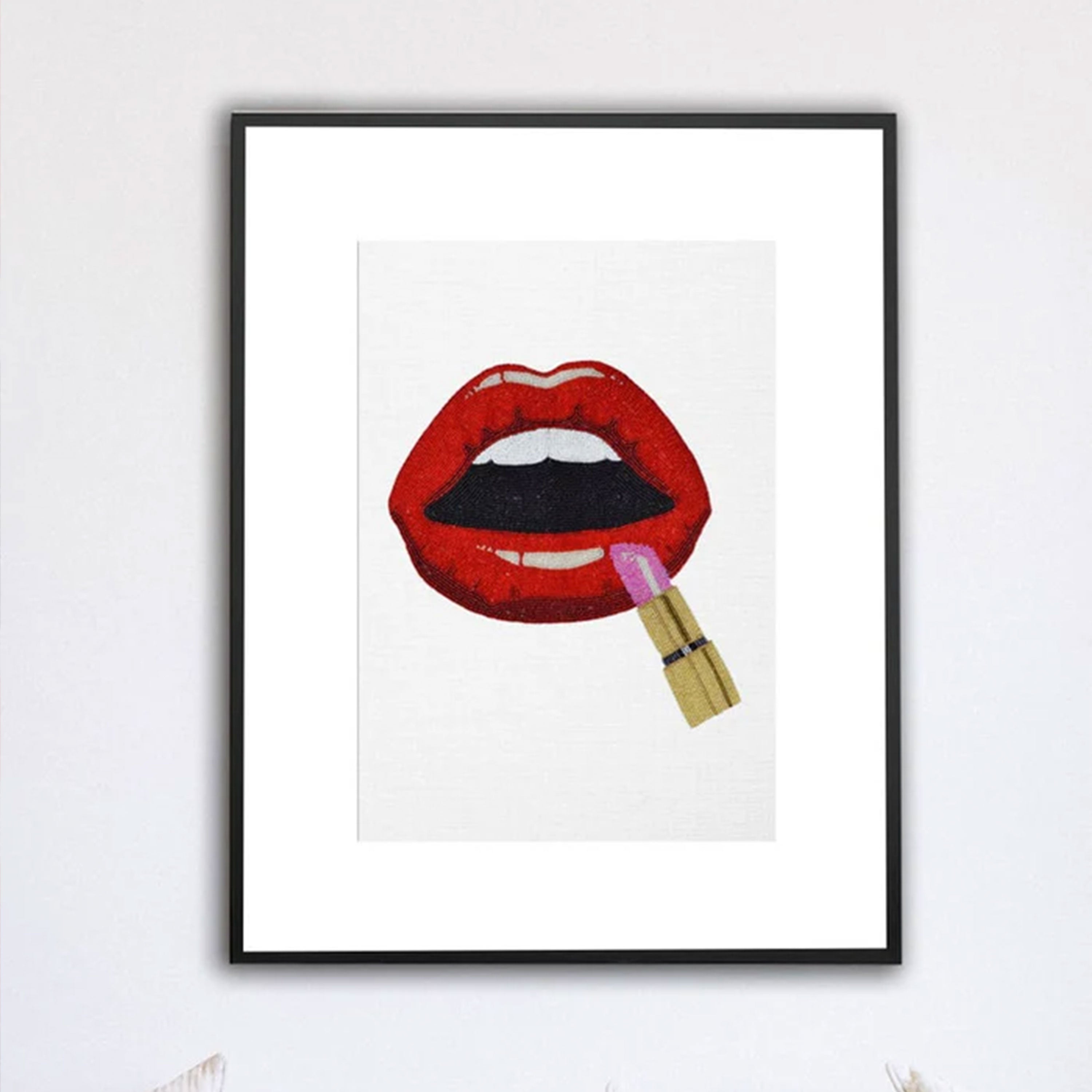 Lipstick Beaded Wall Art, Silence Beaded Wall Art