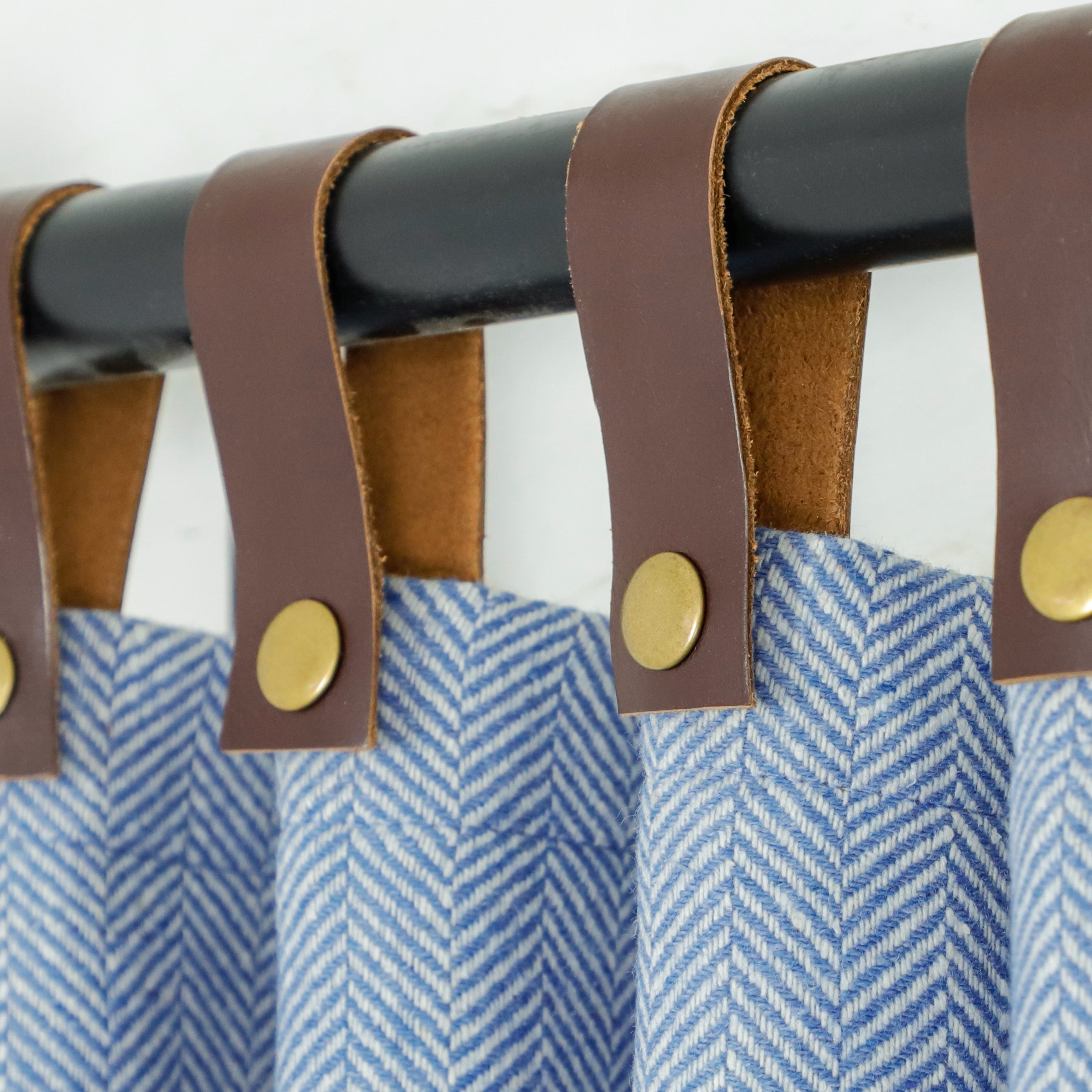 Custom Wool Curtains - Double Layer Thermal Drapes, Insulated Window Panels, Handmade Luxury Curtains with Leather Tabs & Snap Buttons