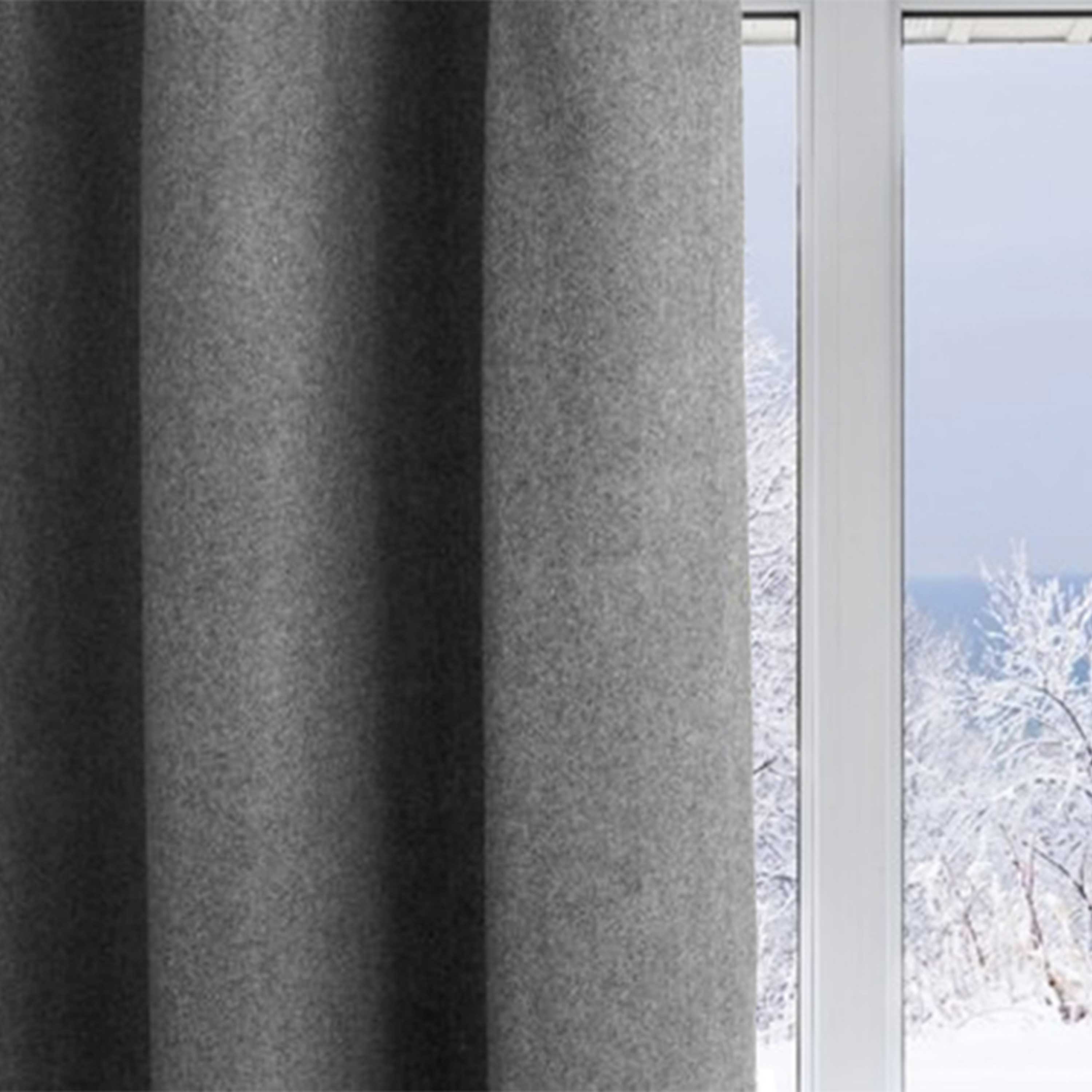 Light Grey Wool Curtain With Grommets