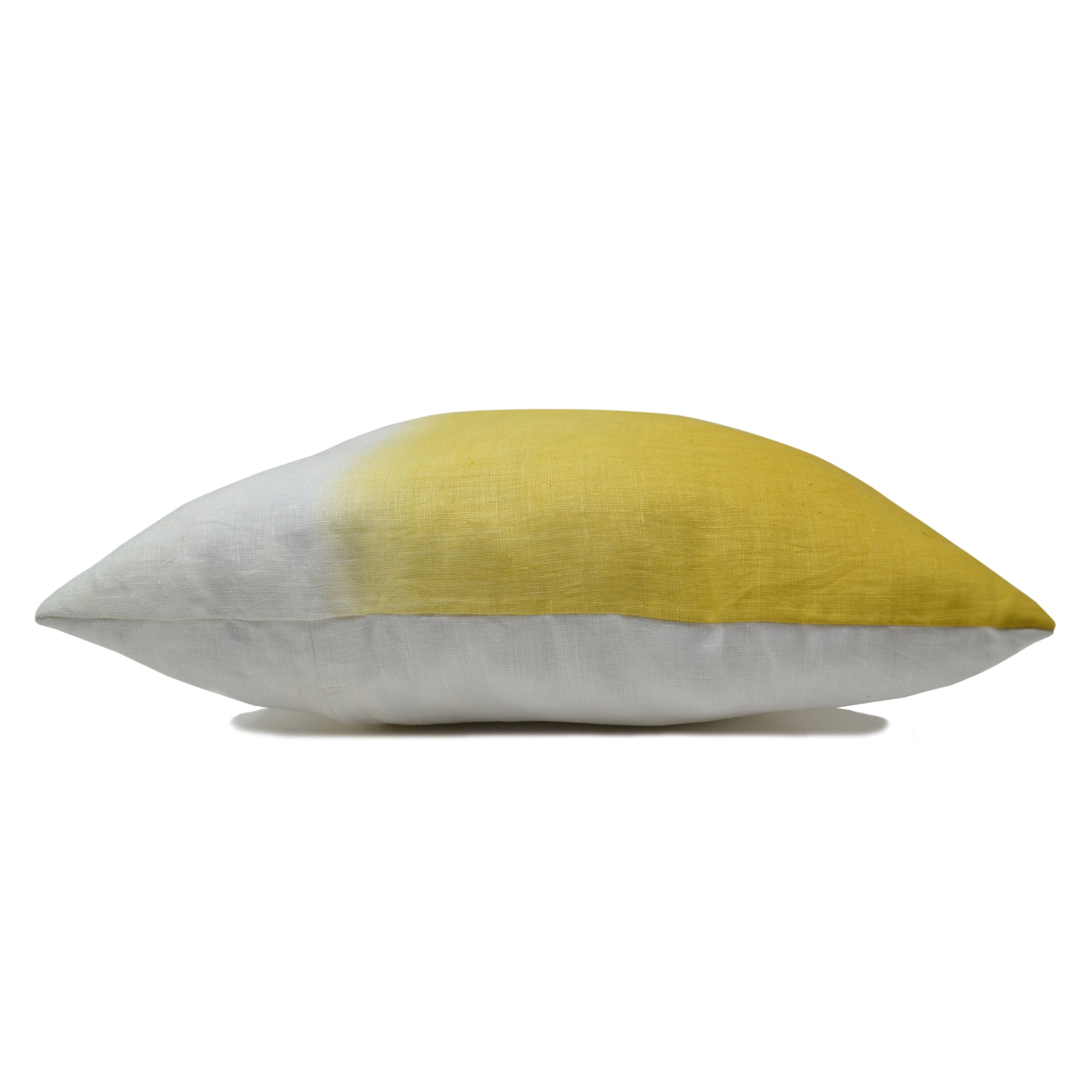 Yellow Ombre Linen Pillow Cover