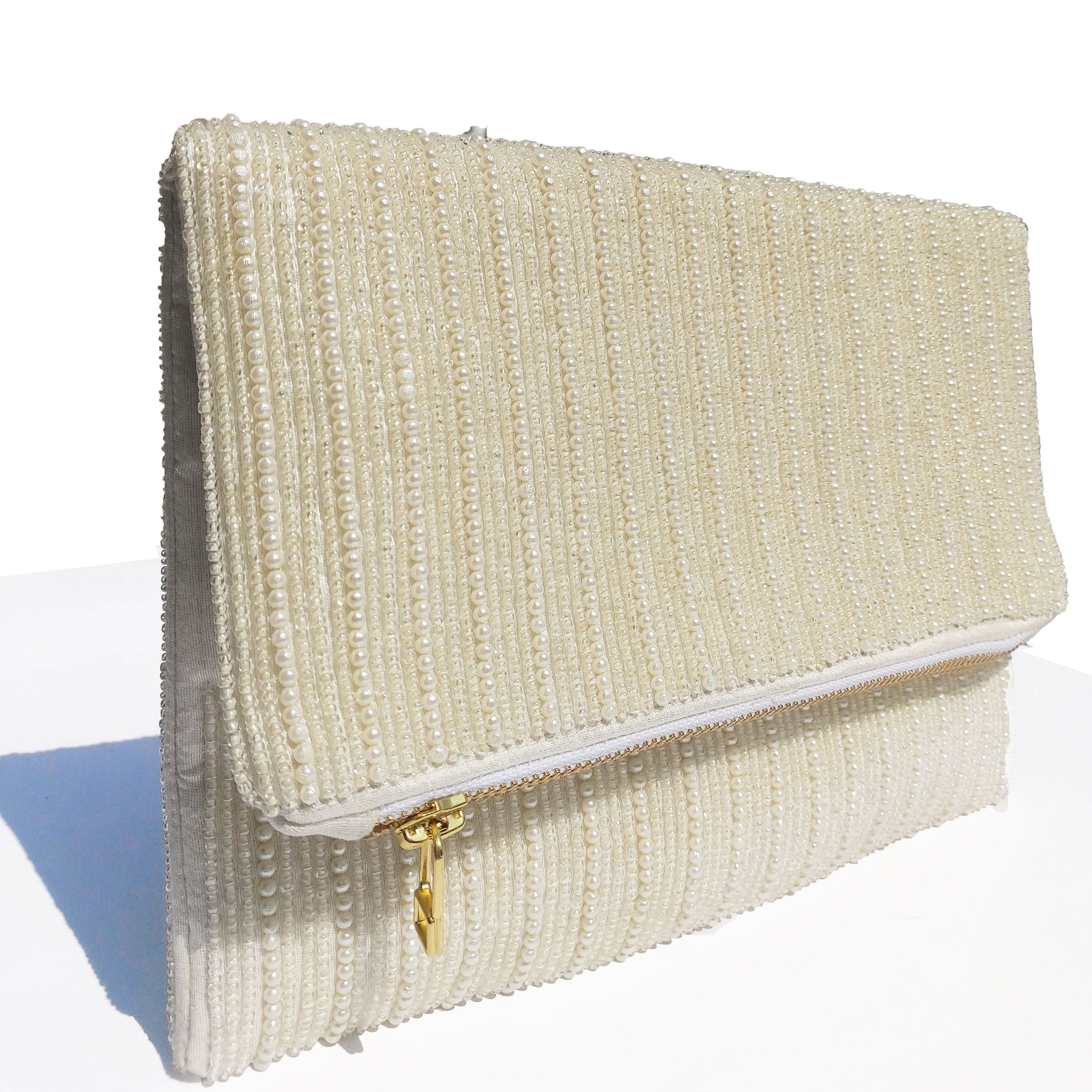 Mrs Ivory Beaded Velvet Bag