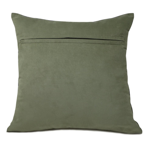 Sage Green Corduroy Throw Pillow With Leather Trim