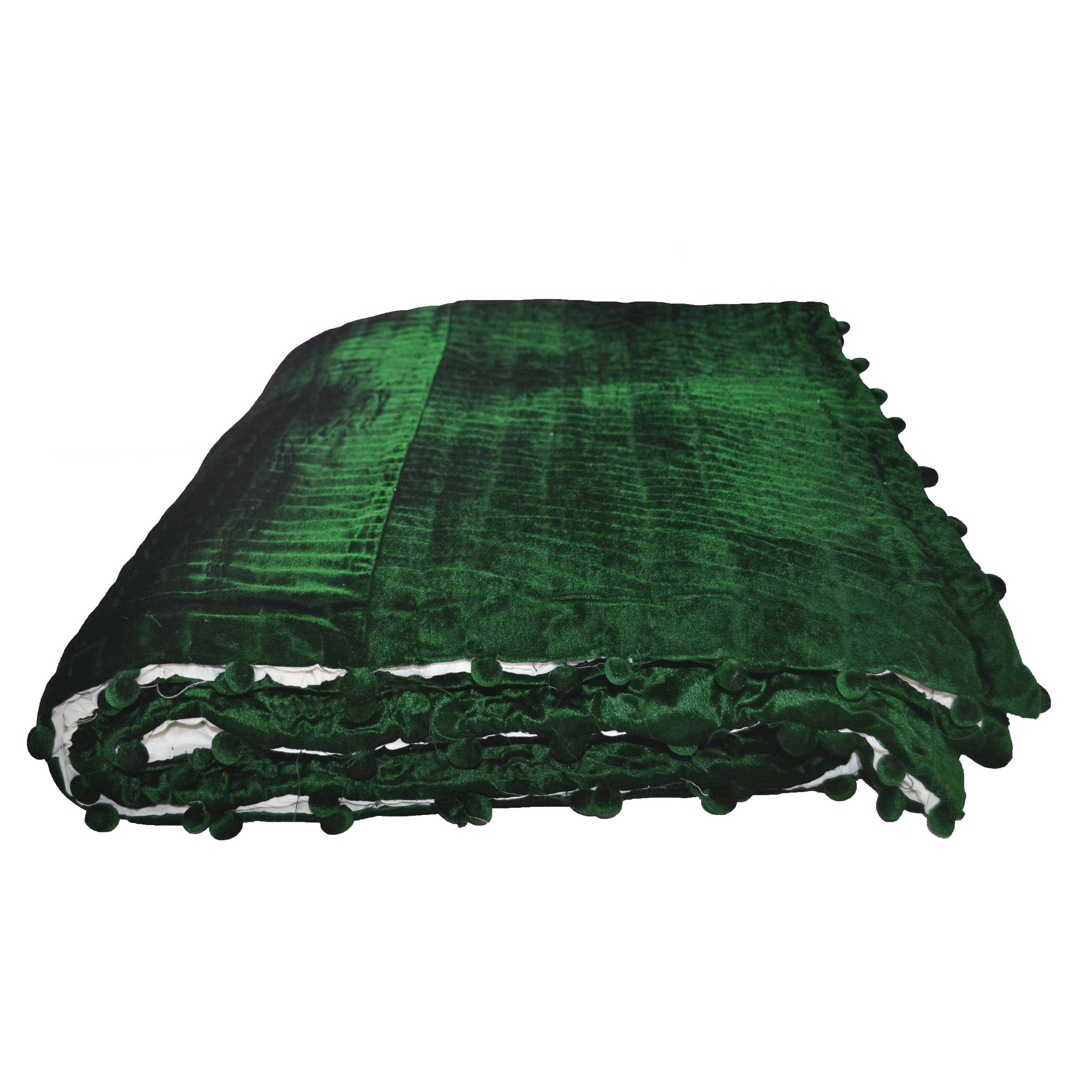 Emerald Green Velvet Quilt, Pick Stitch Bedspread