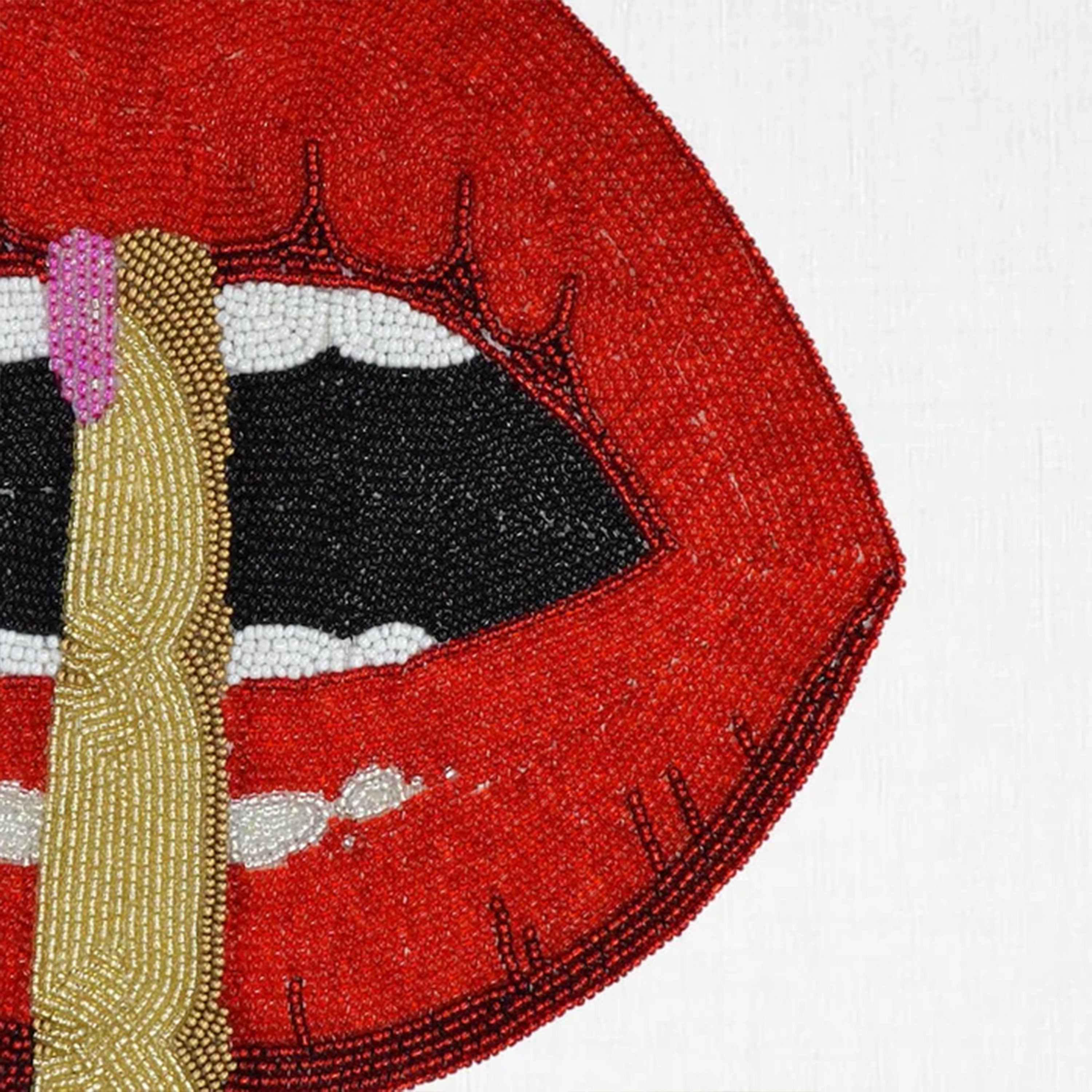 Lipstick Beaded Wall Art, Silence Beaded Wall Art