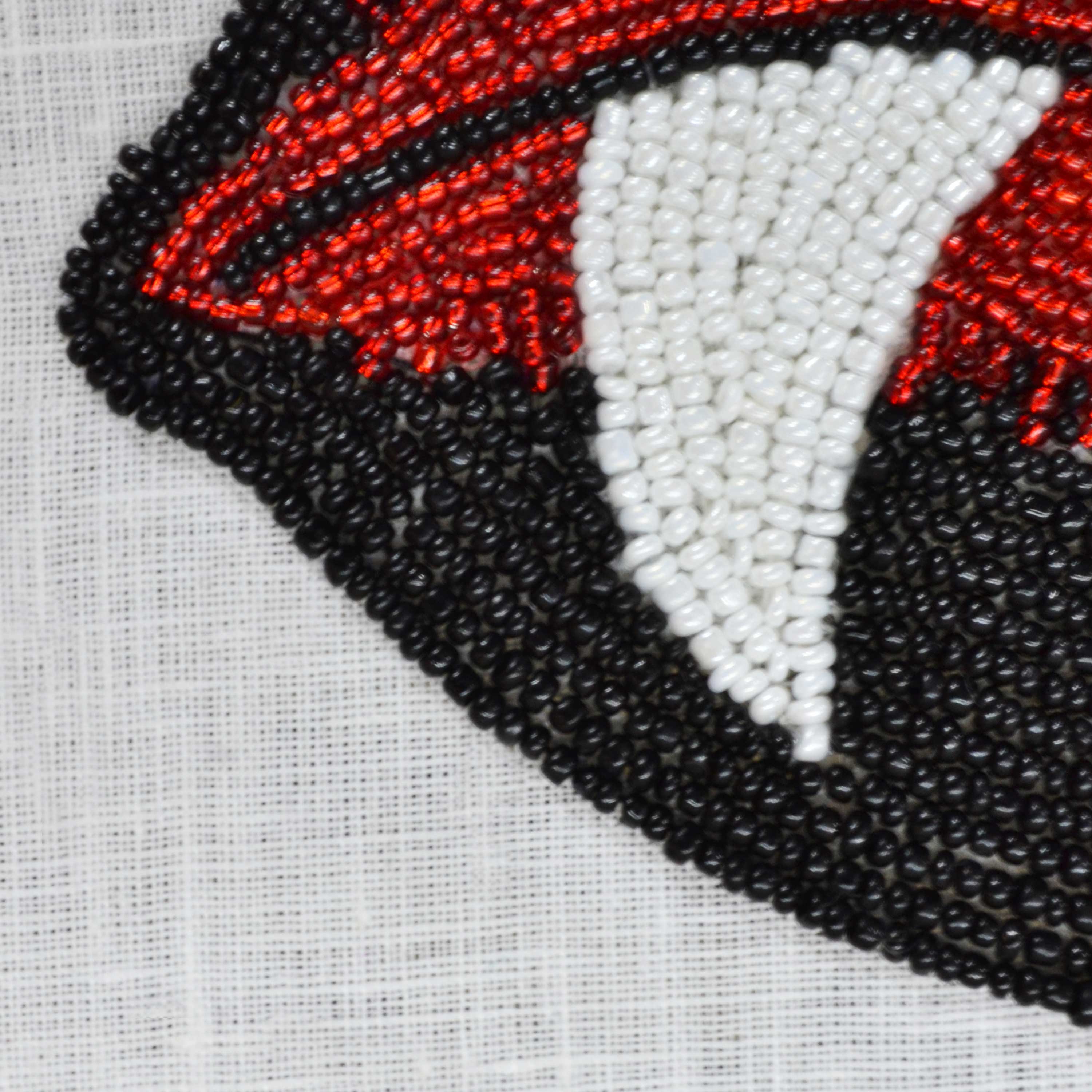 Red Black Beaded Spider on Lips Wall Art Unframed