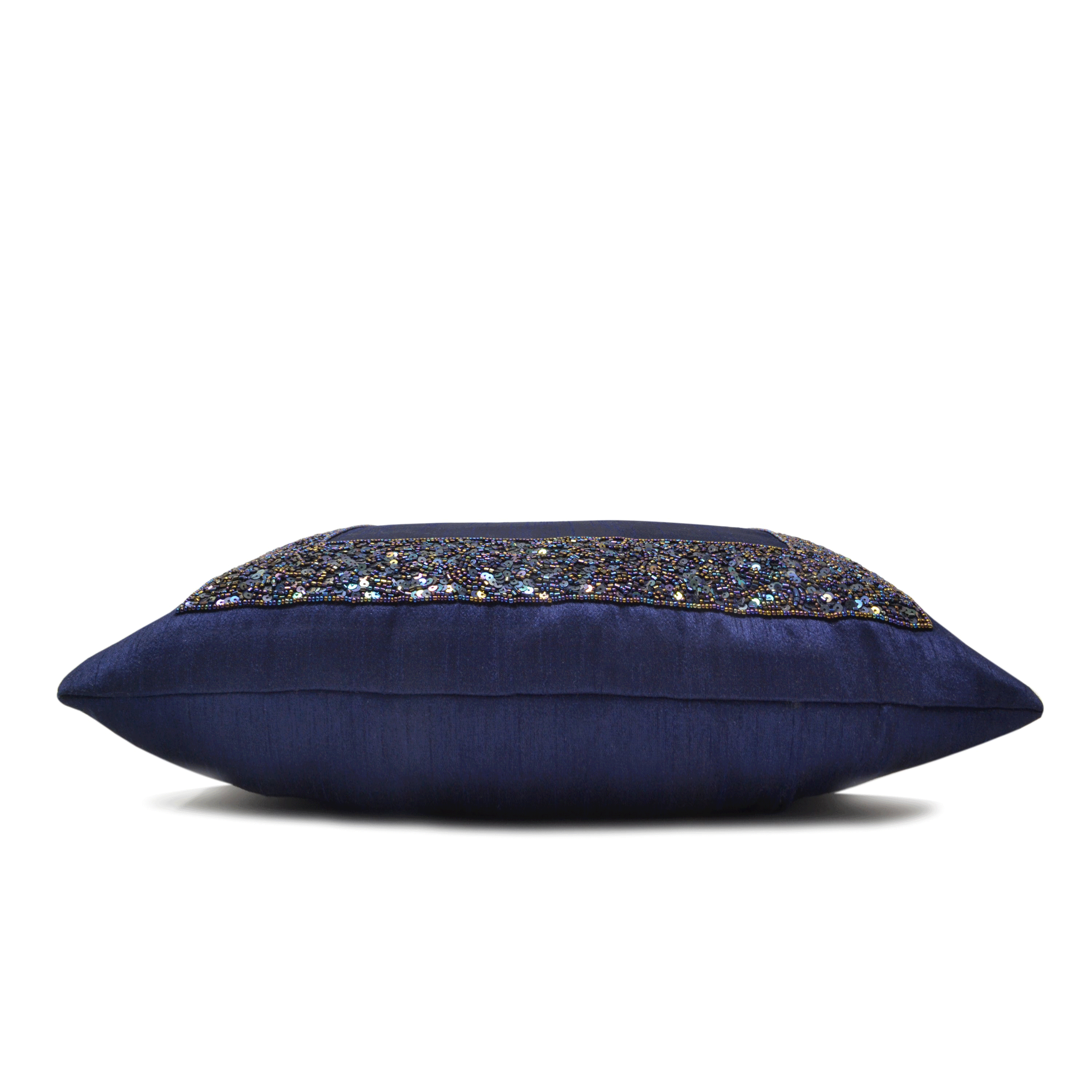 Navy Blue Sequin Frame Pillow Cover