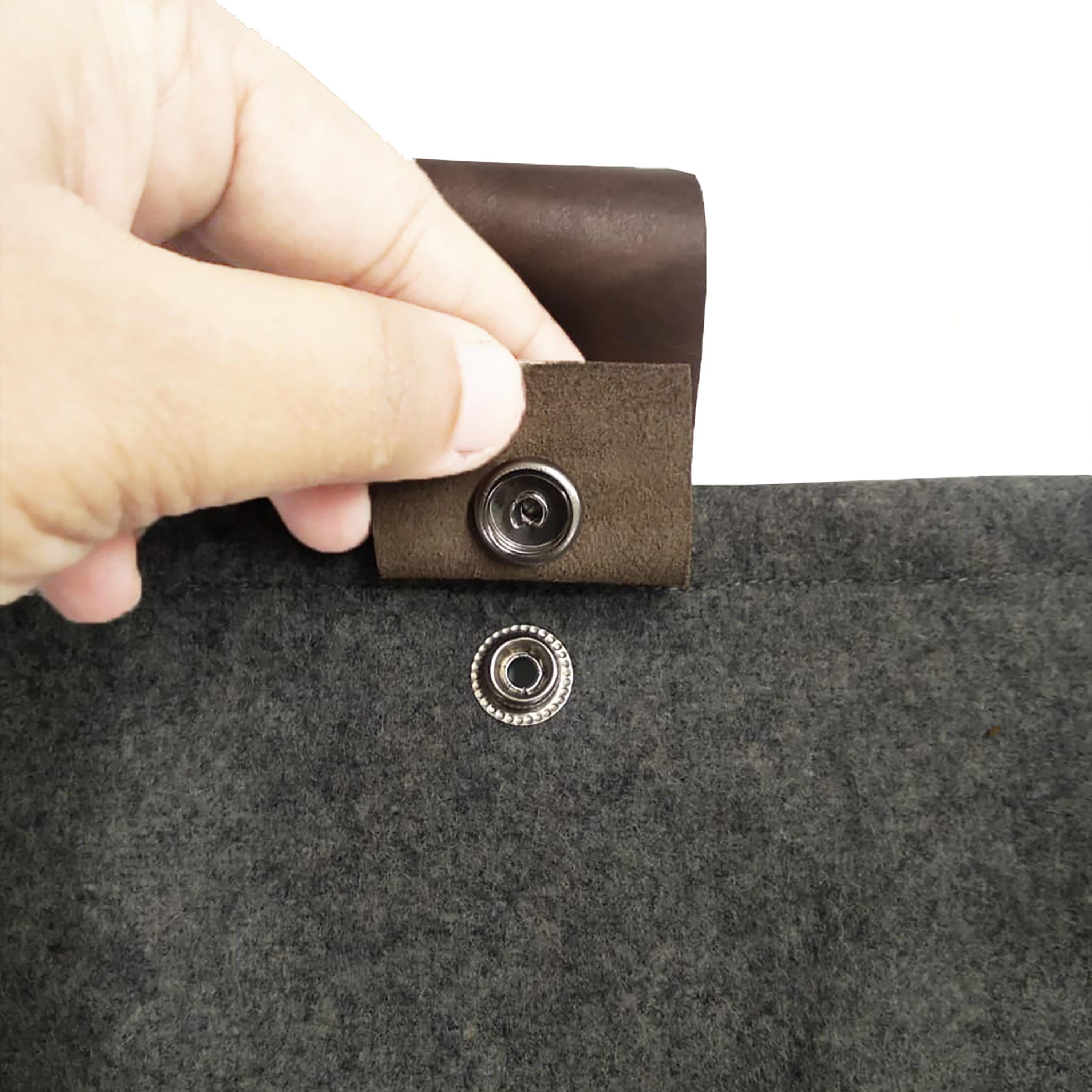 Wool Felt Curtains With Leather Tab and Snap Button Closure