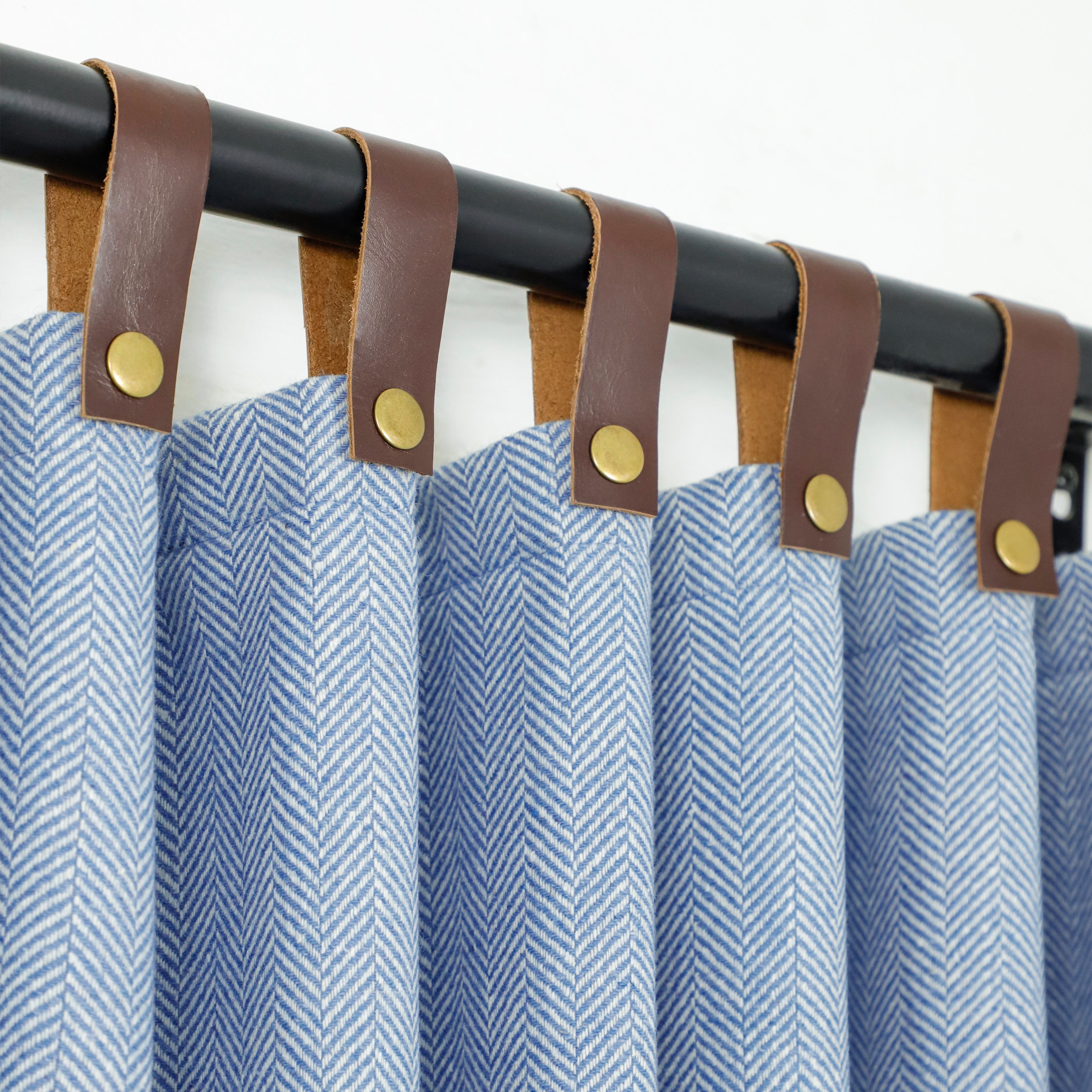 Custom Wool Curtains - Double Layer Thermal Drapes, Insulated Window Panels, Handmade Luxury Curtains with Leather Tabs & Snap Buttons