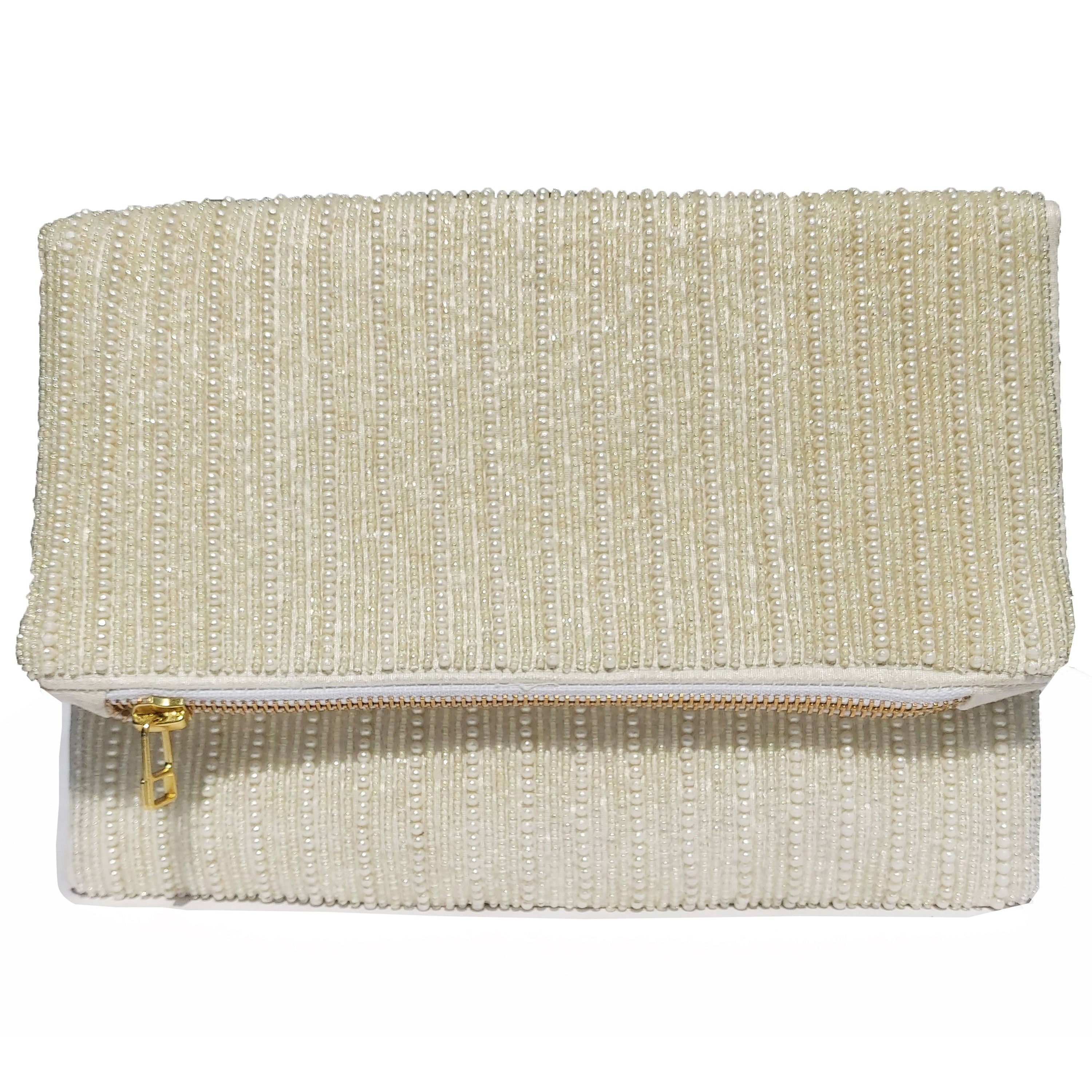 Mrs Ivory Beaded Velvet Bag