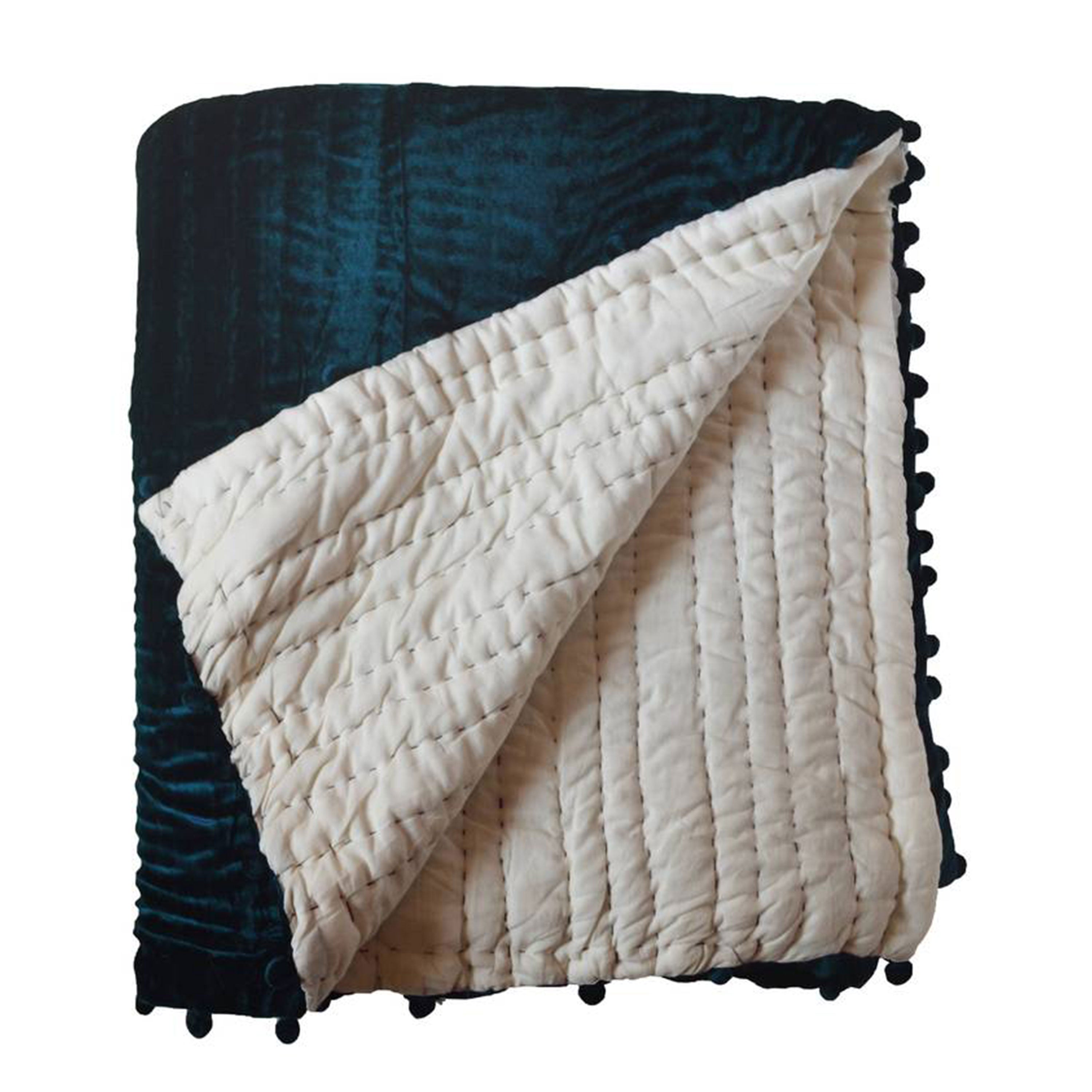 Handcrafted Custom Black Velvet Quilt