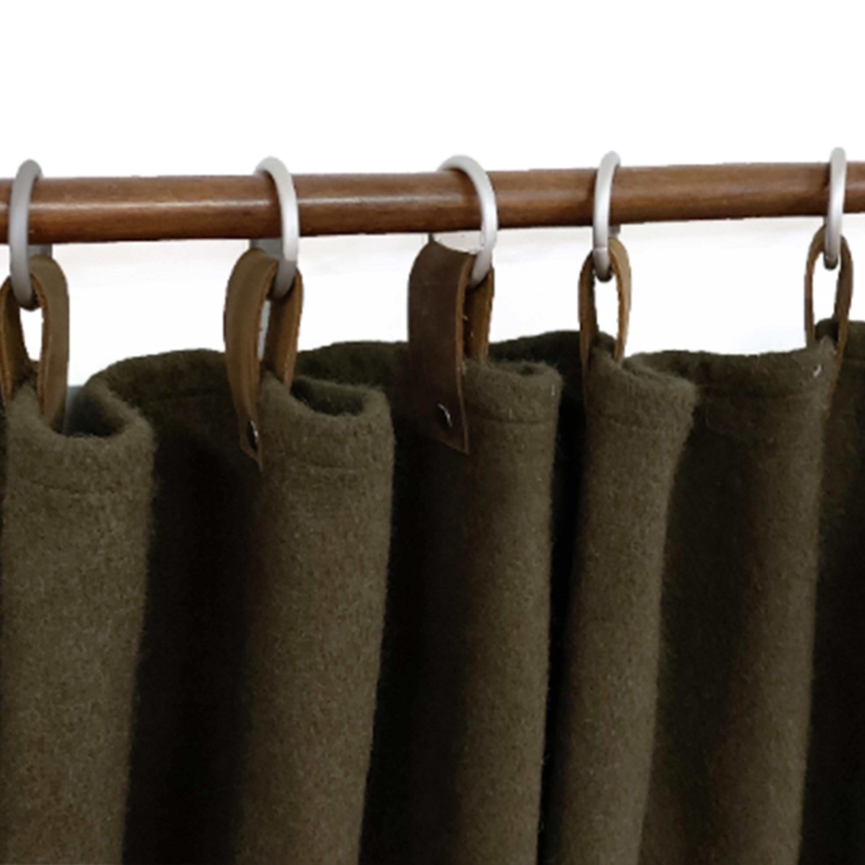 Wool Felt Curtains With Leather Tab and Snap Button Closure