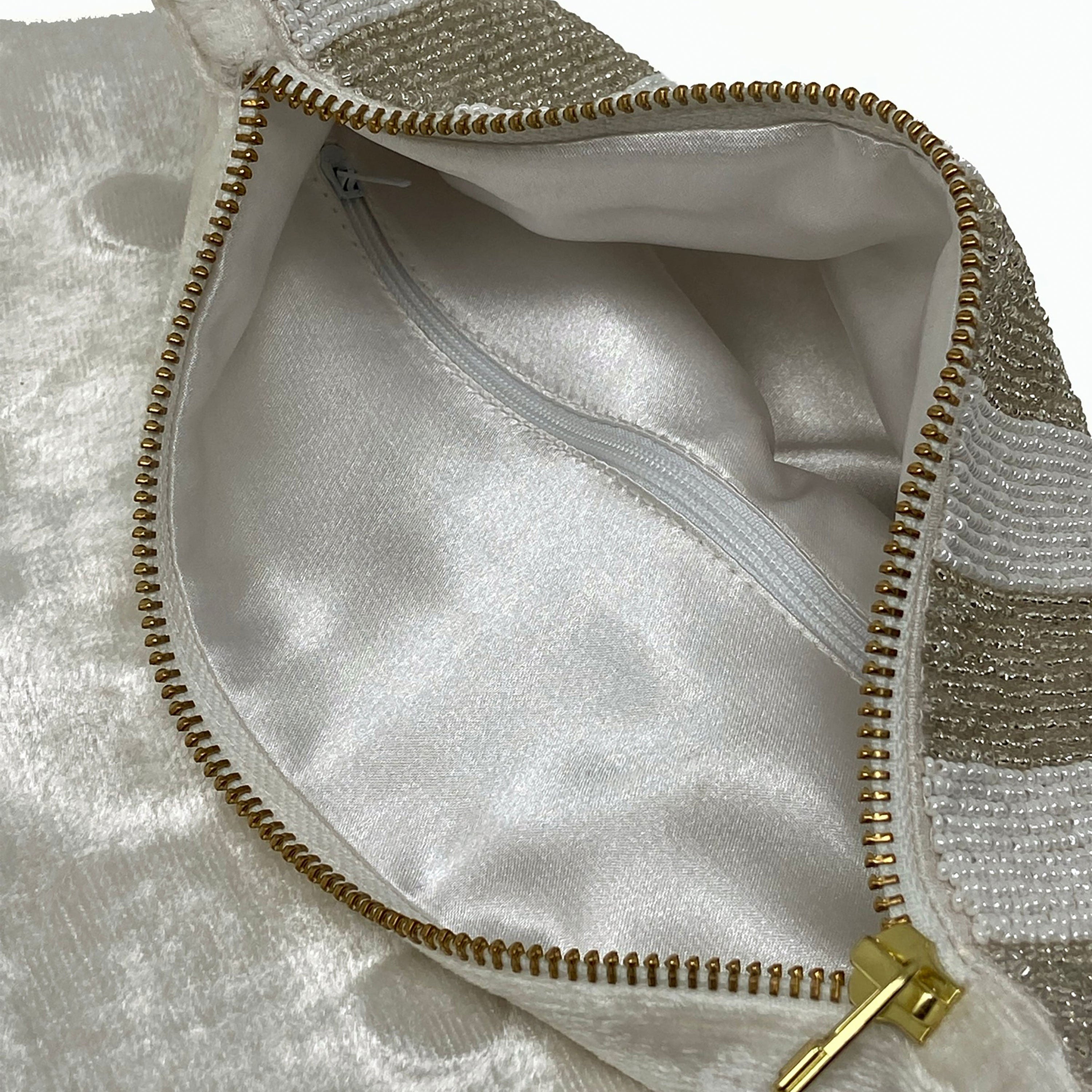 Cream Pearl Beaded Bag