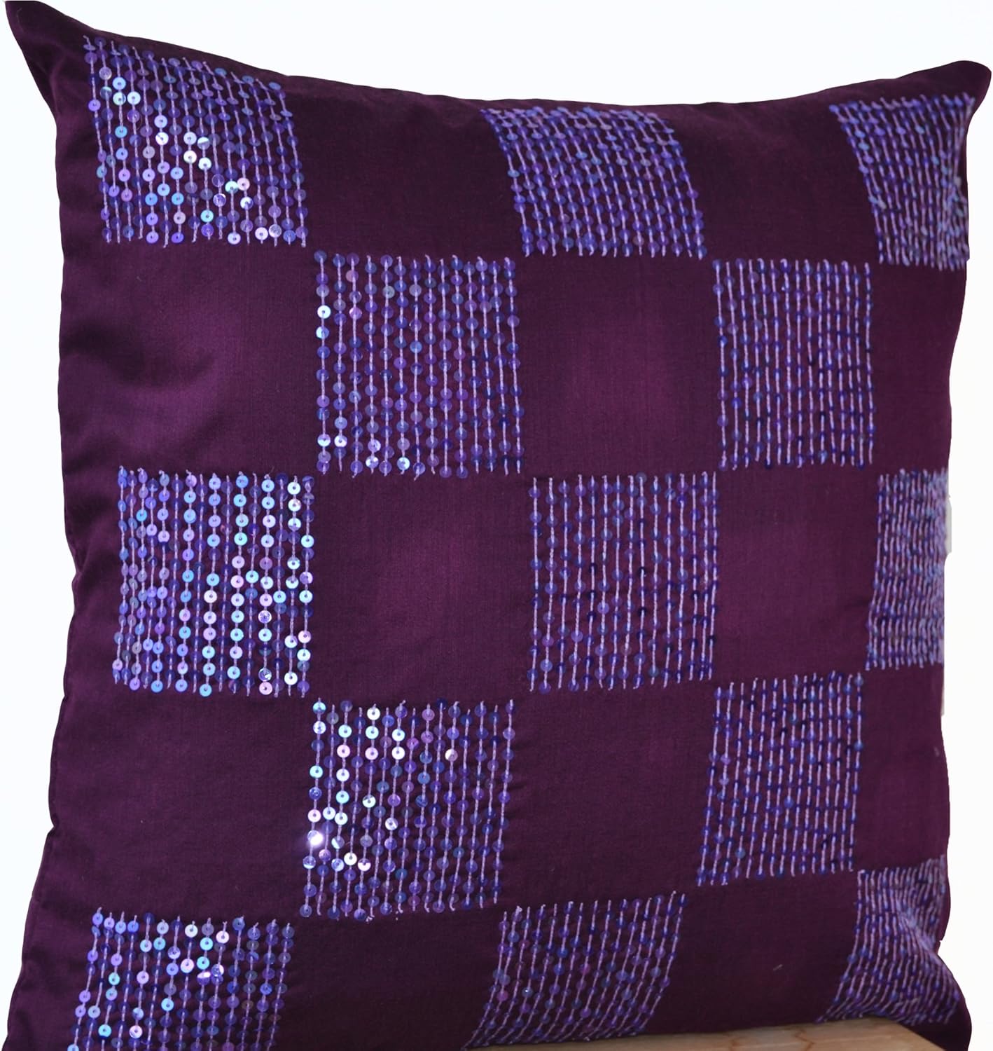 Radiant orchid throw pillows bead sequin detail - Geometric pillow - Cotton Silk pillow - Cushion cover -16x16 -Purple pillow -Sequin Pillow